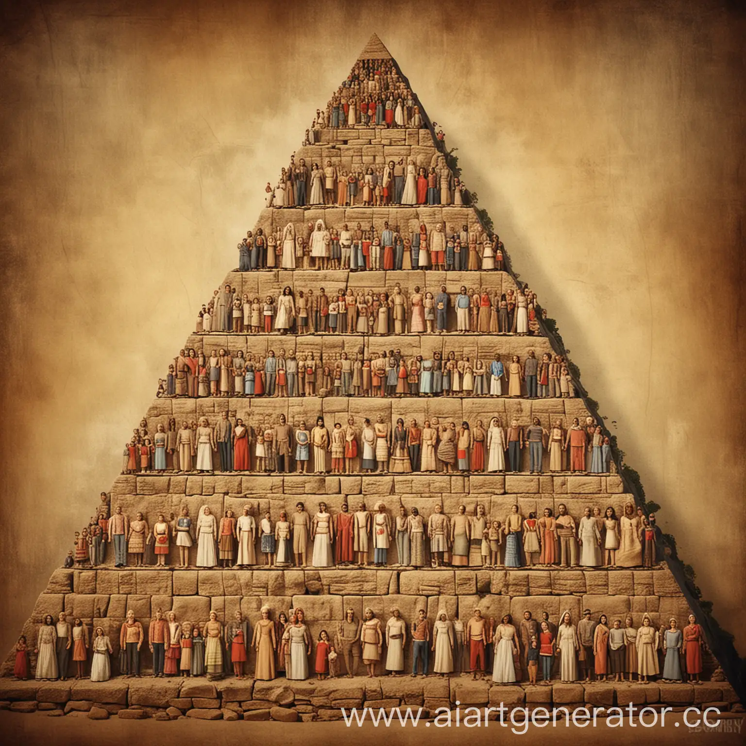 История семьи в виде стены из пирамиды 
