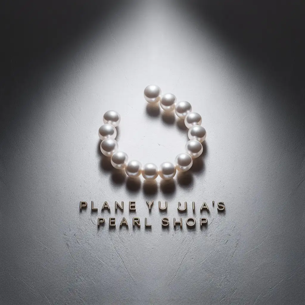Plane Yu Jia's pearl shop logo simple and atmospheric rice white background pearls for 3D effect