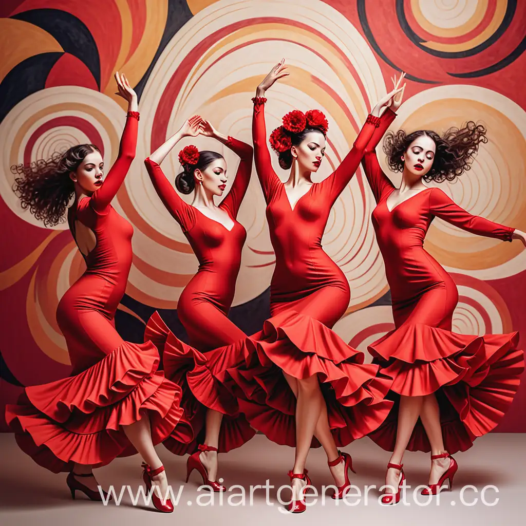 Passionate-Flamenco-Dance-Three-Beautiful-Girls-in-Spanish-Style