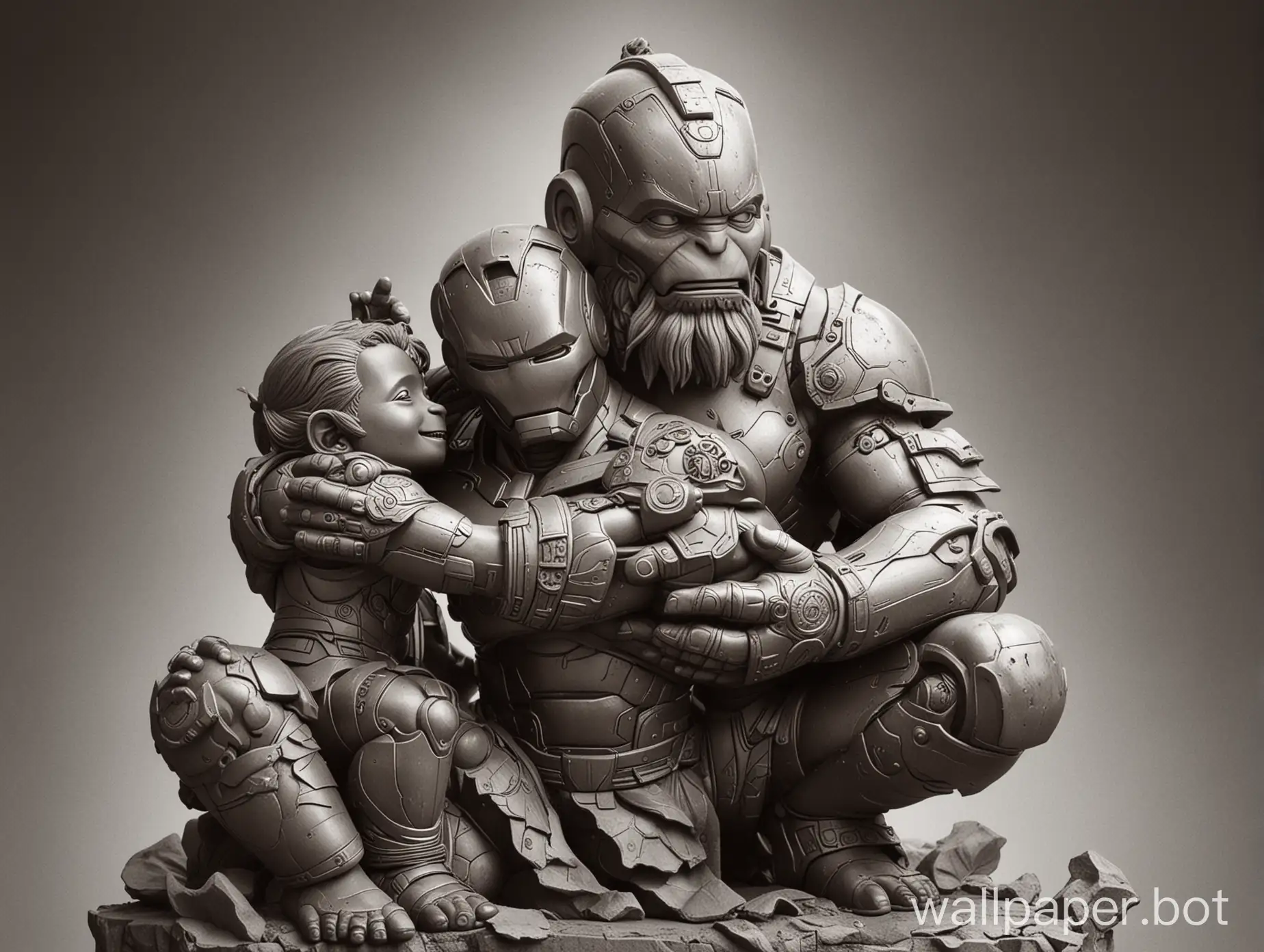 iron man and ganesh or hanumana hugging