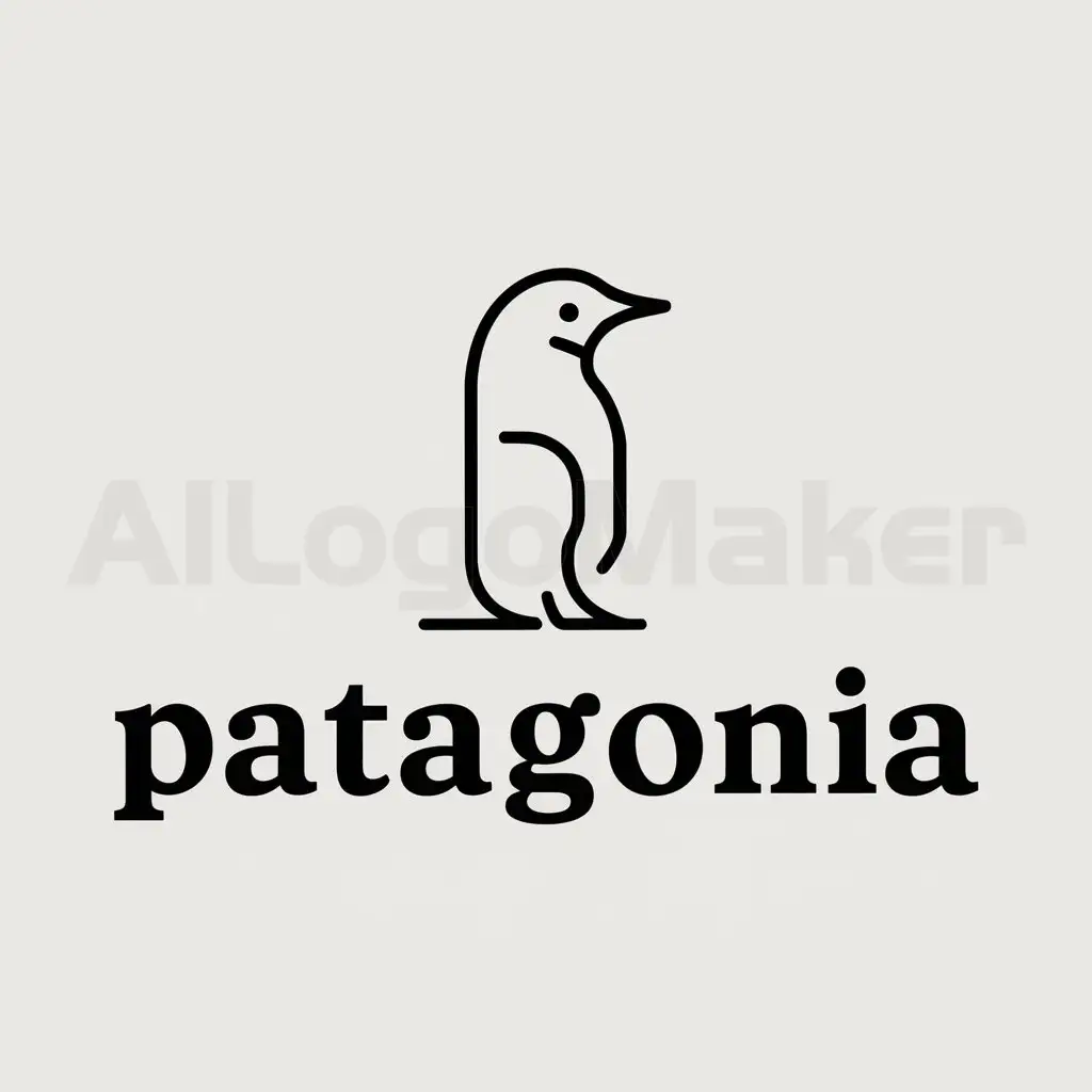 a logo design,with the text "Patagonia", main symbol:Quite having a penguin as a pet,Minimalistic,be used in Animals Pets industry,clear background