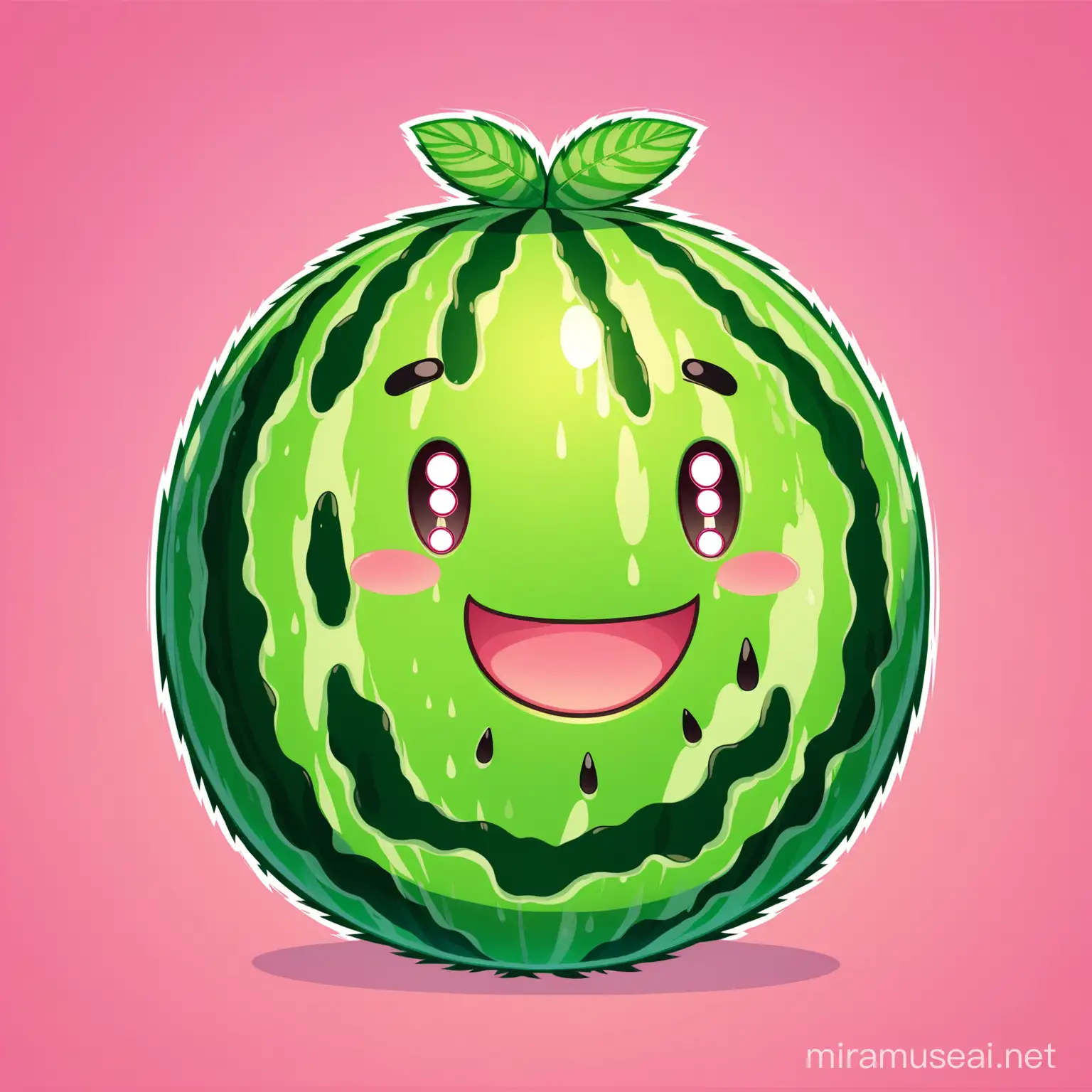 Cheerful Green Watermelon Mascot Smiling Happily