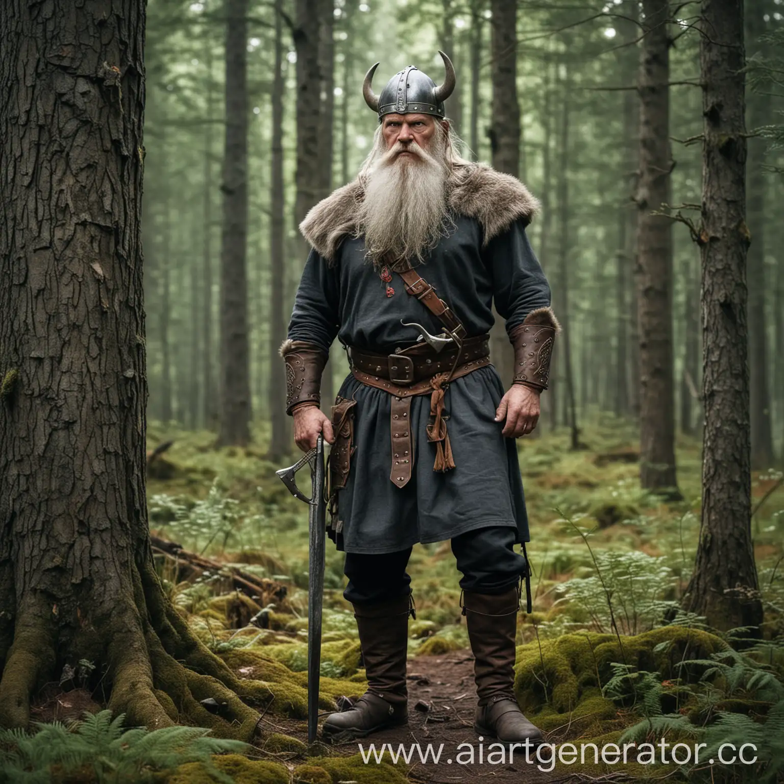 Ancient-Viking-Warrior-Stands-Proud-in-the-Enchanted-Forest