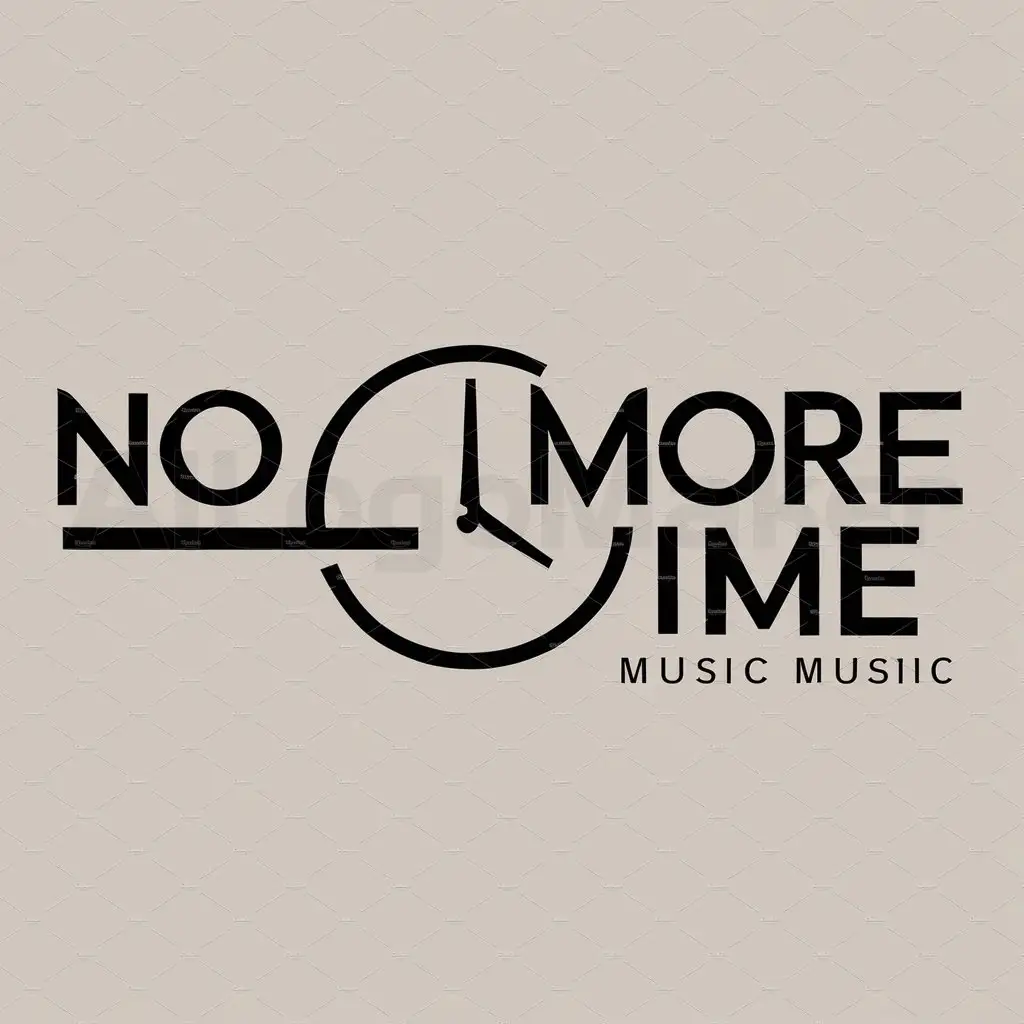 a logo design,with the text "No more time", main symbol:clock,Moderate,be used in music industry,clear background