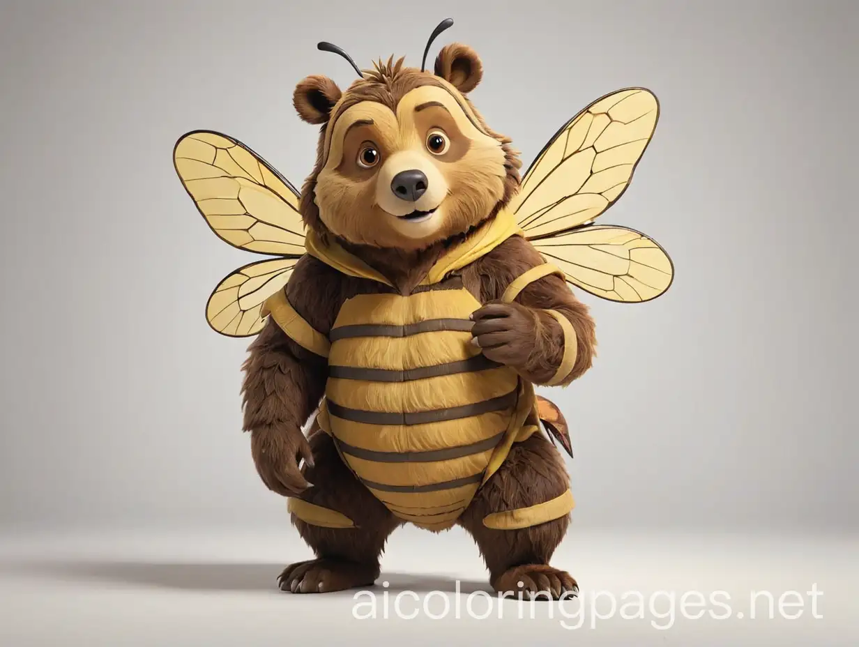 Grizzly-Bear-Dressed-Up-as-a-Big-Honeybee-Coloring-Page