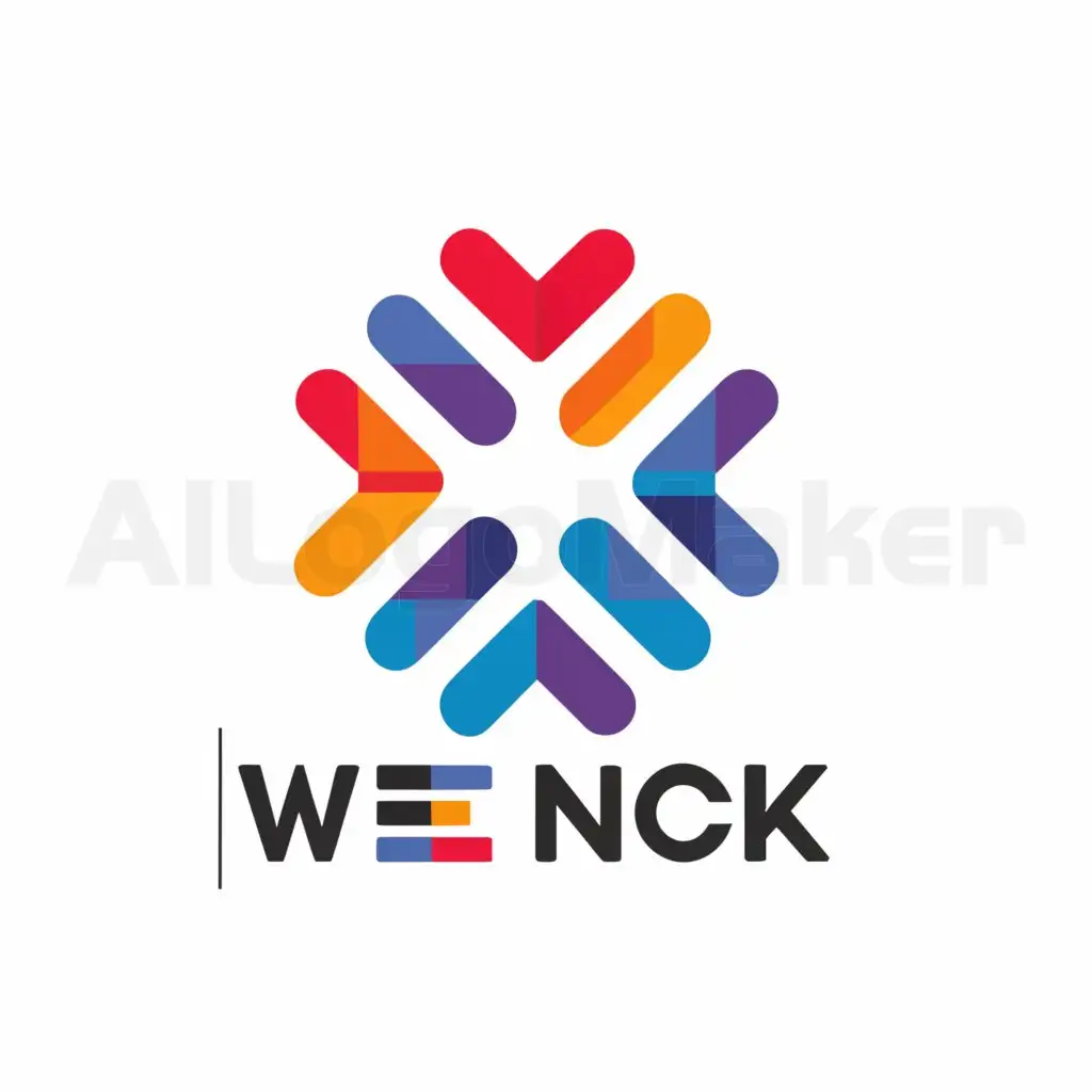 a logo design,with the text "Venck", main symbol:The letters V, E, N, C and K displayed in a colourful pattern,Moderate,be used in Internet industry,clear background