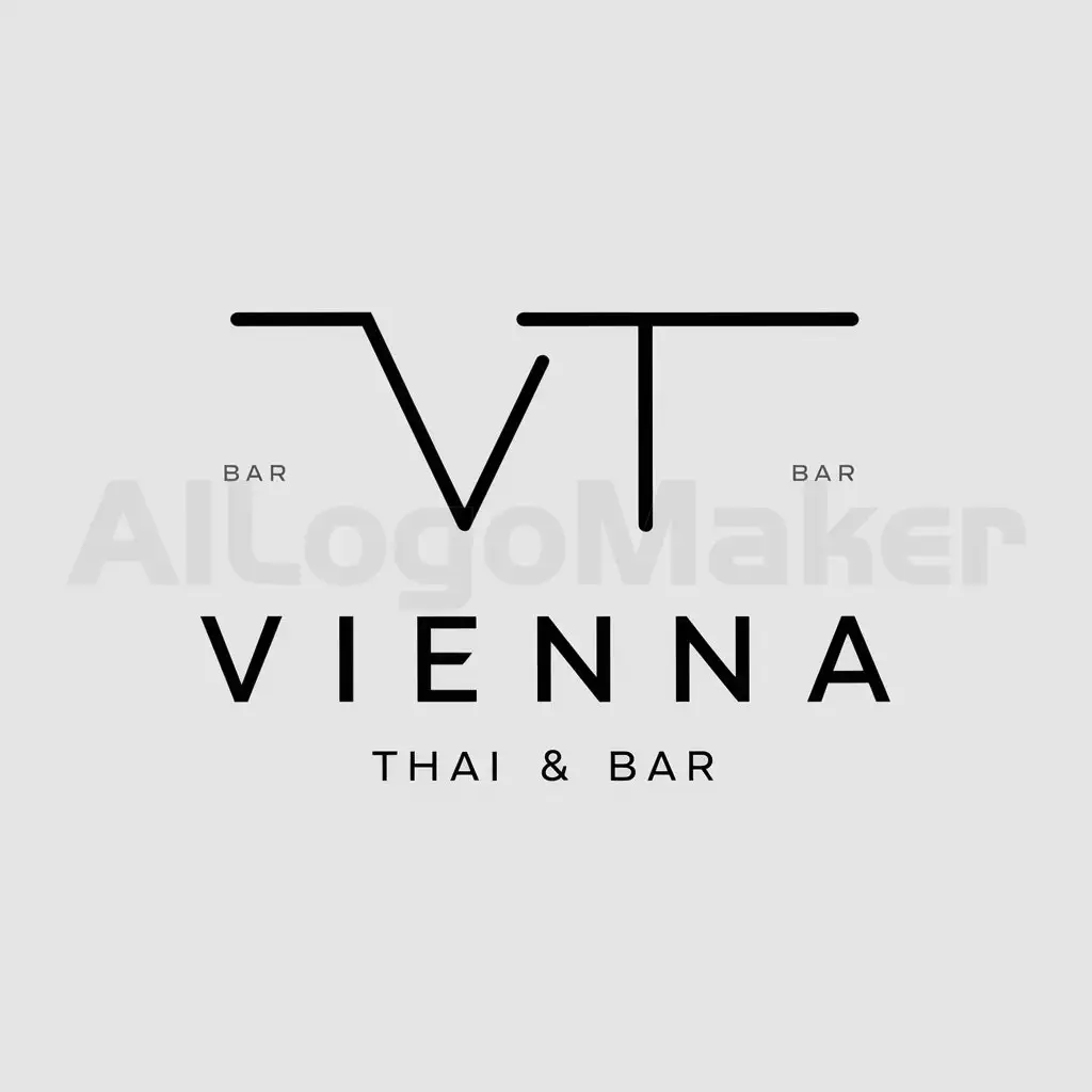 a logo design,with the text "Vienna Thai & Bar", main symbol:VT,Minimalistic,be used in bar industry,clear background