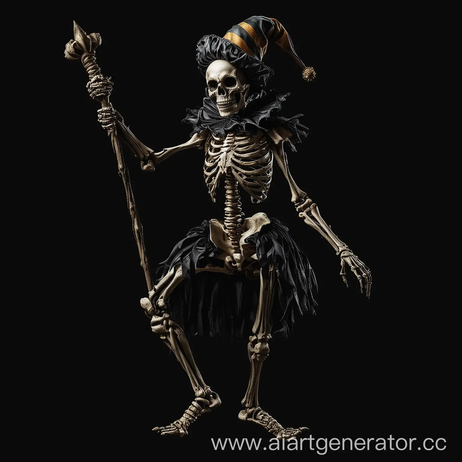 Скелет на чёрном фоне весельчак