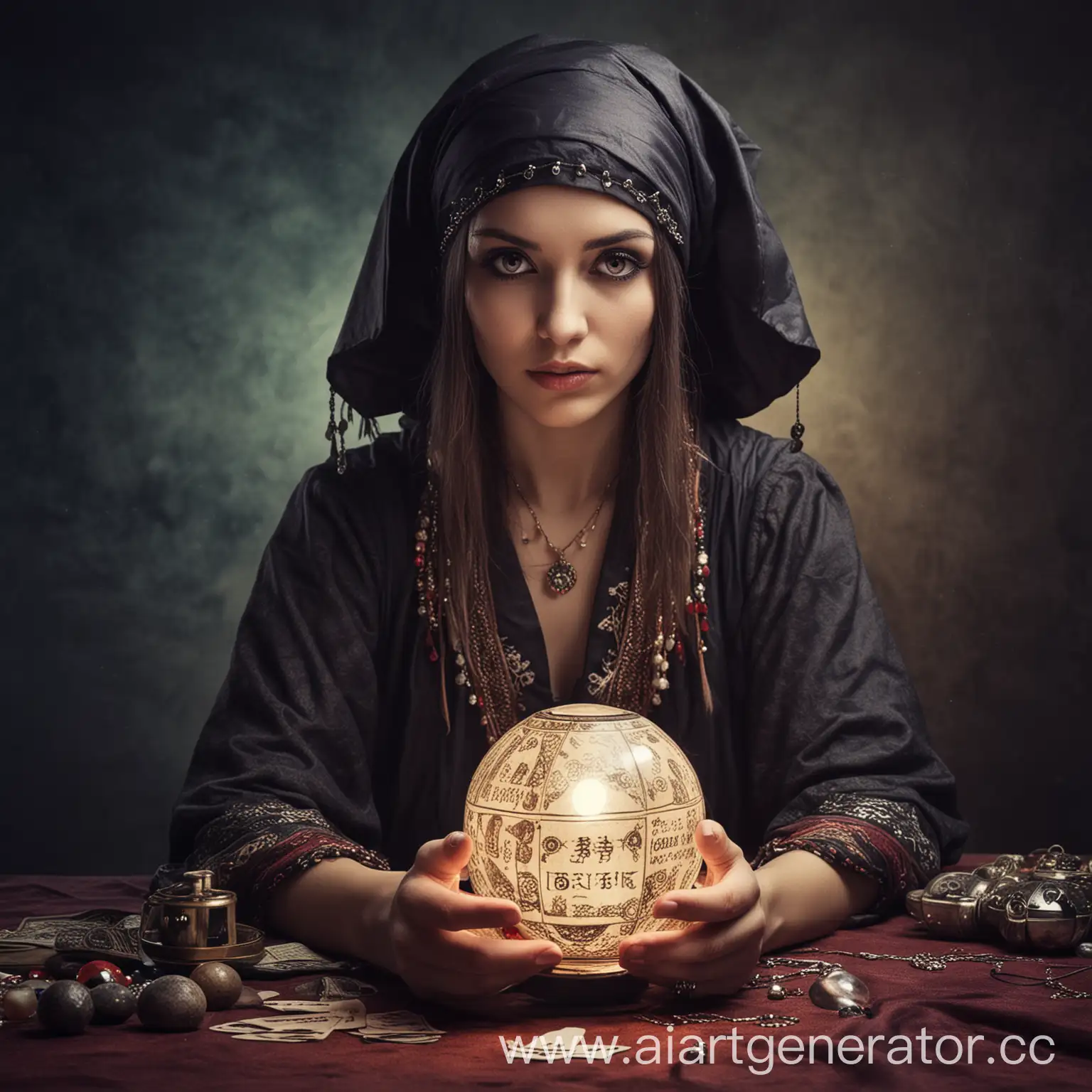 Enigmatic-Fortune-Teller-Revealing-Destinies-in-Shadowy-Ambiance
