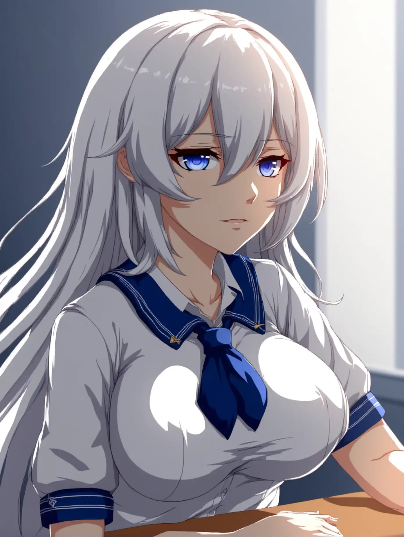 Seductive-Anime-Girl-with-White-Hair-in-Honkai-Impact-Style-School-Uniform