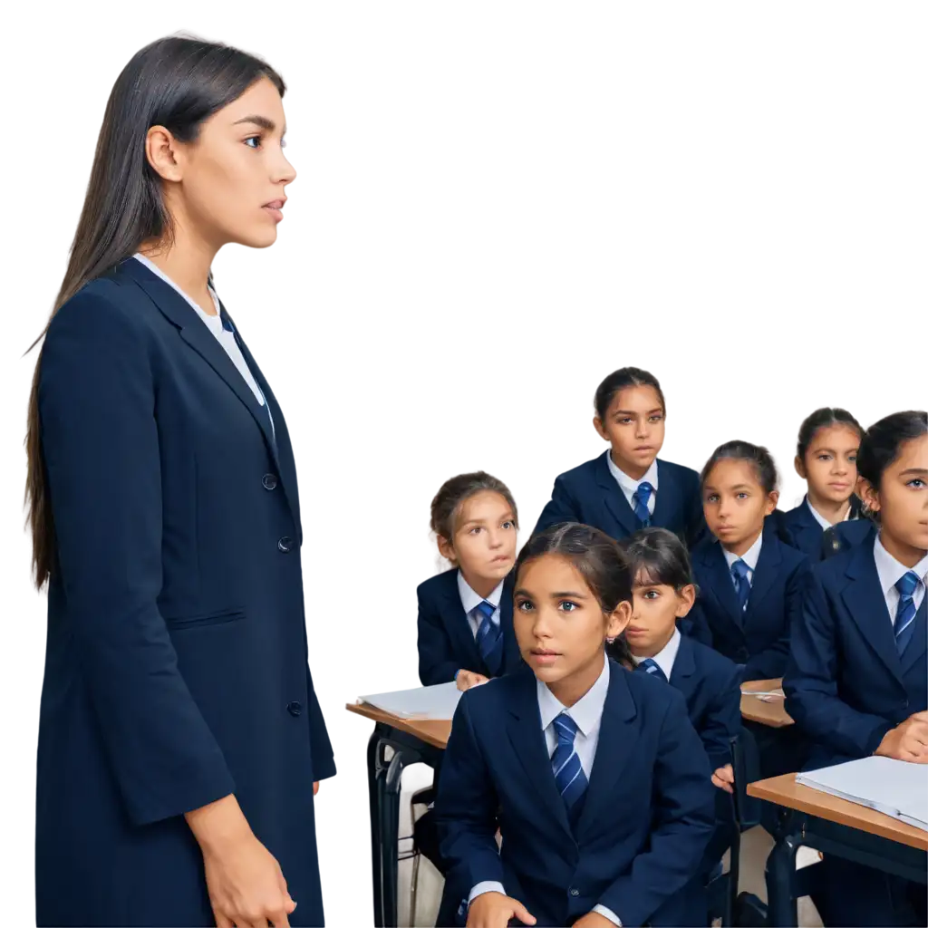 A photo of a girl giving a presentation in front of her class. She is speaking confidently and her classmates are listening attentively. The photo is captioned with something like "Breaking barriers and achieving dreams