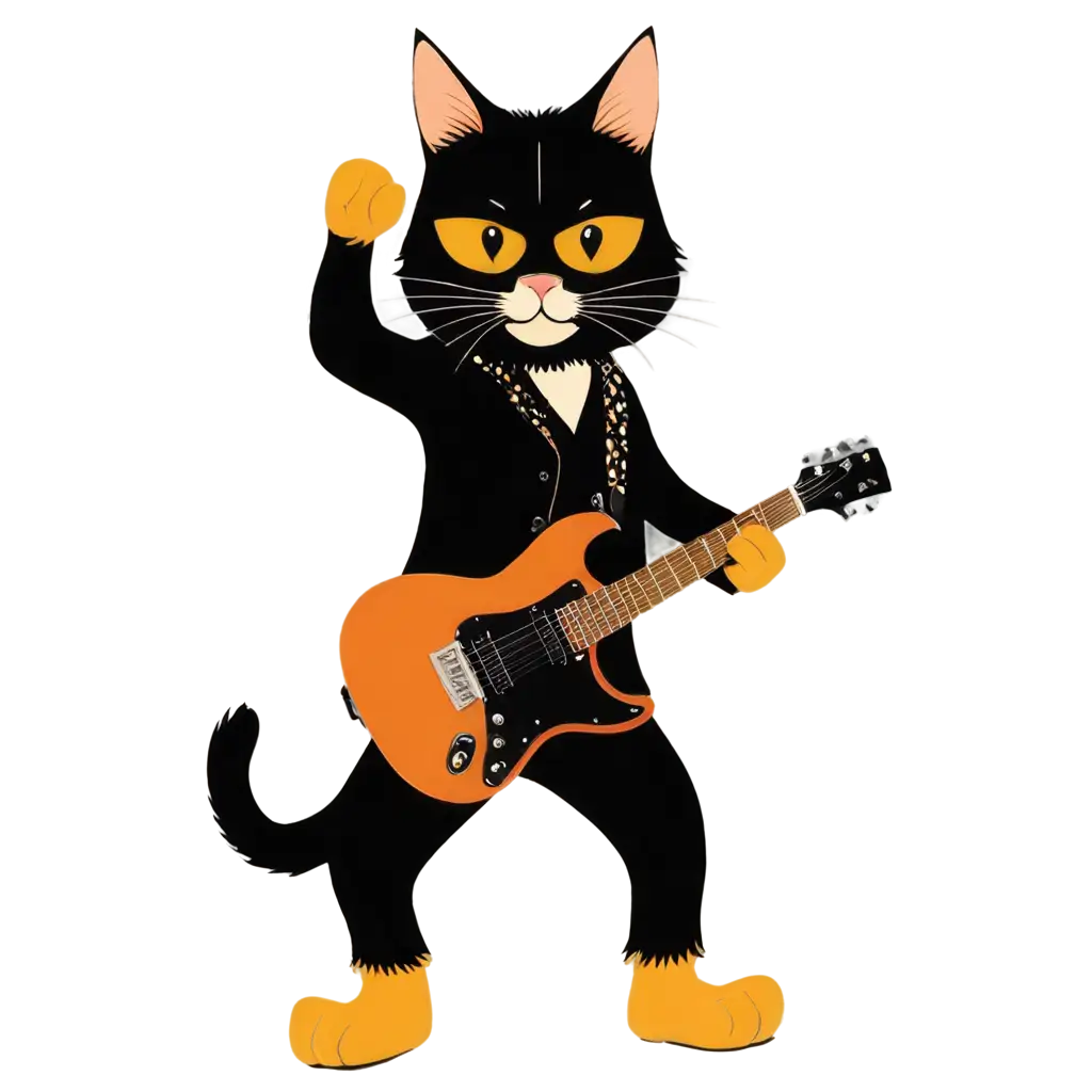Tom cat with guitar as a rock star