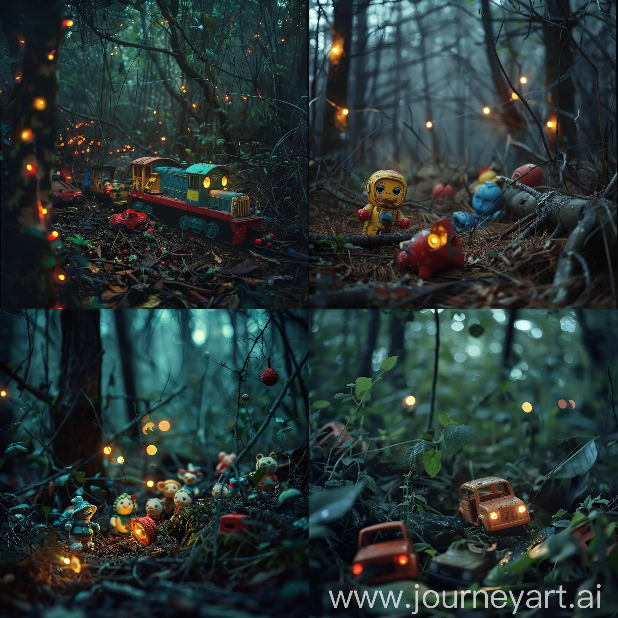 Vivid-Toy-Abandonment-in-Thick-Forest-with-Surreal-Lights