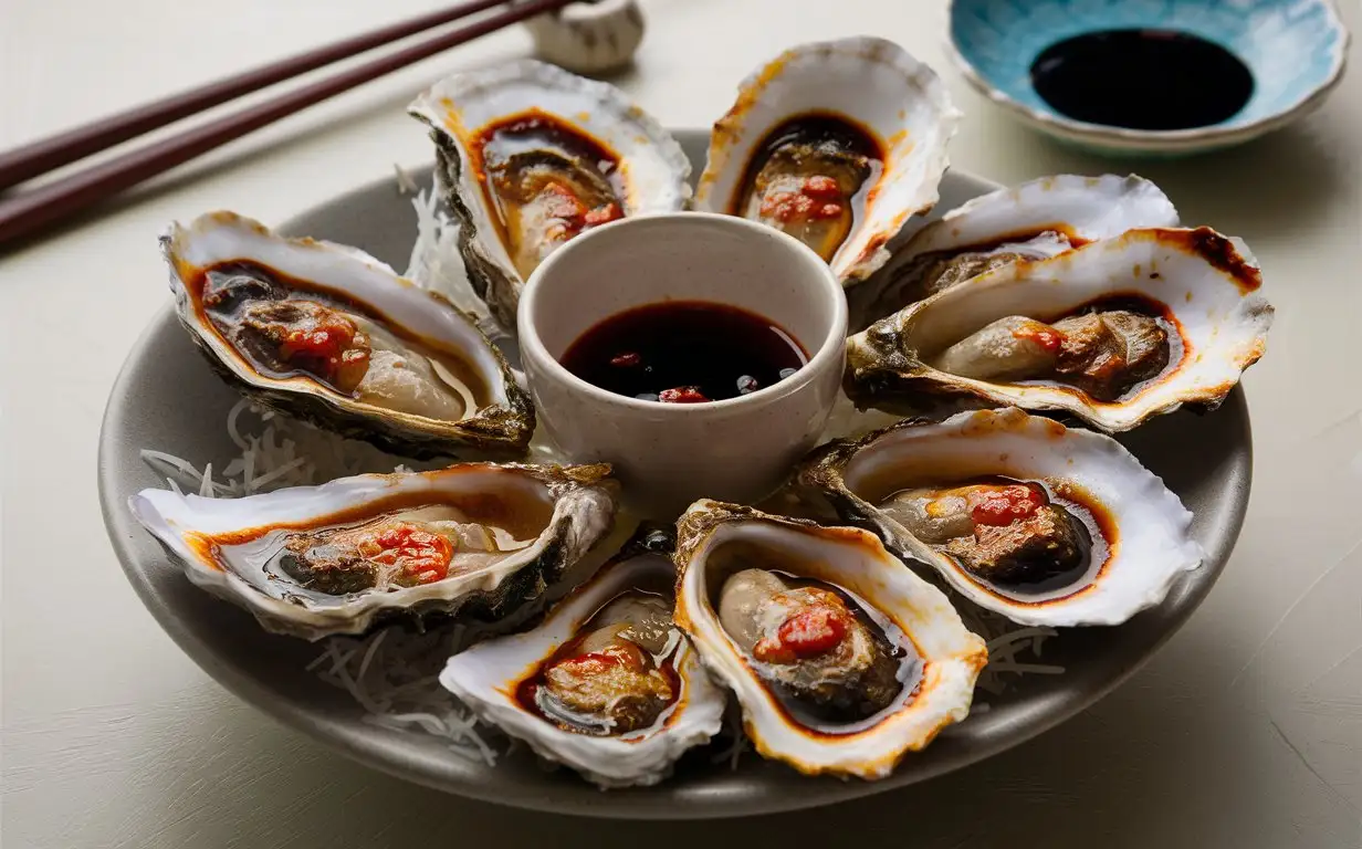 carbon-grilled clams, with chili sauce and red oil