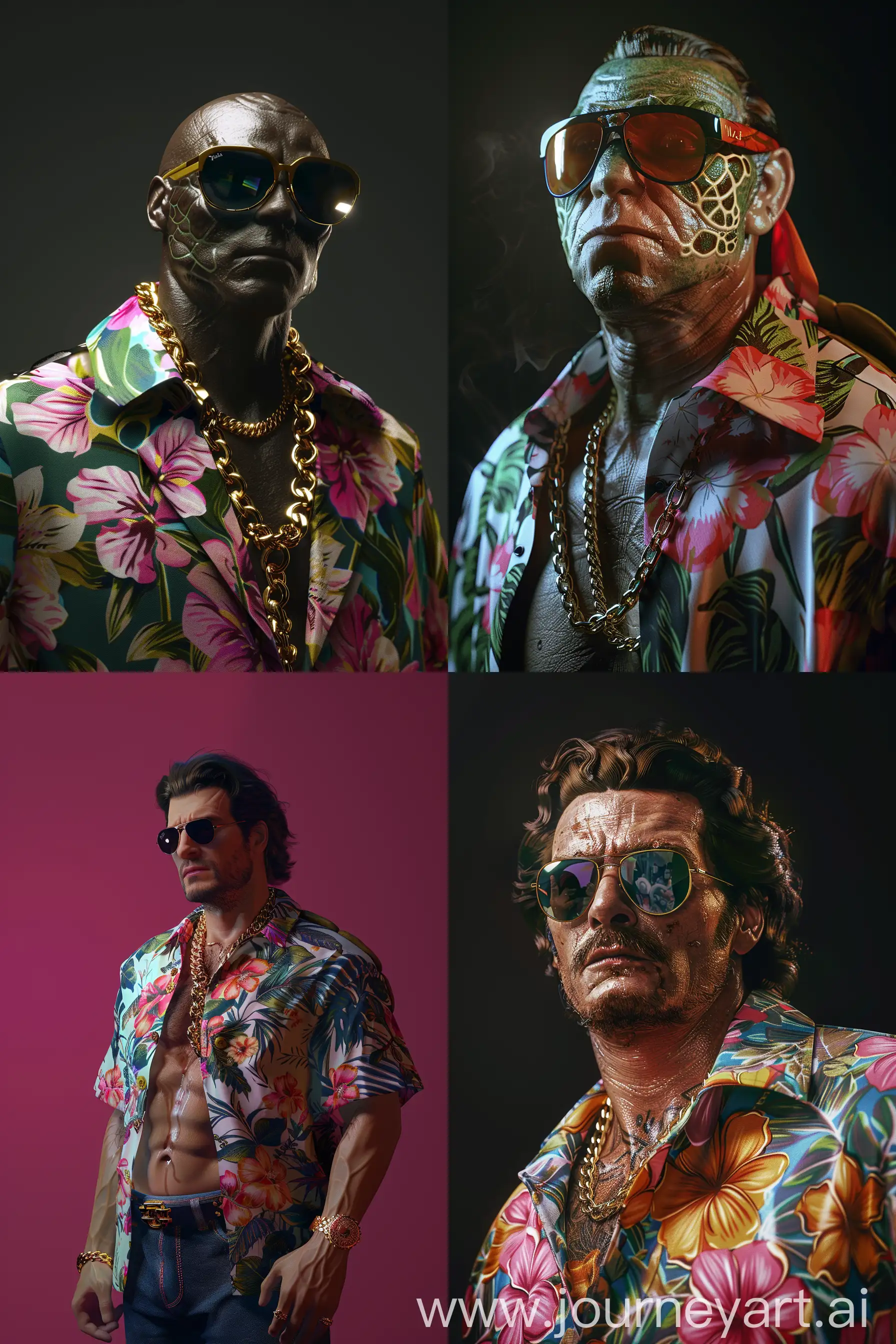 Miami-Vice-Style-Turtle-Wearing-Sunglasses-and-Floral-Shirt