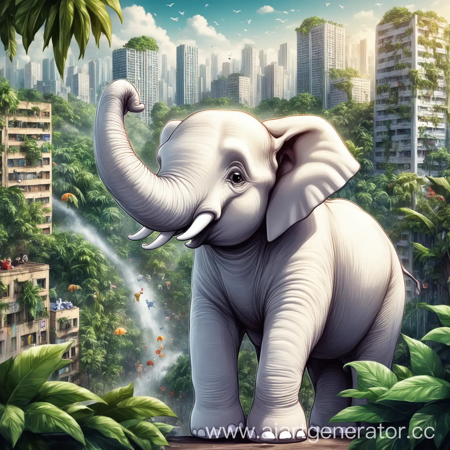 Surprised-White-Elephant-in-Urban-Jungle