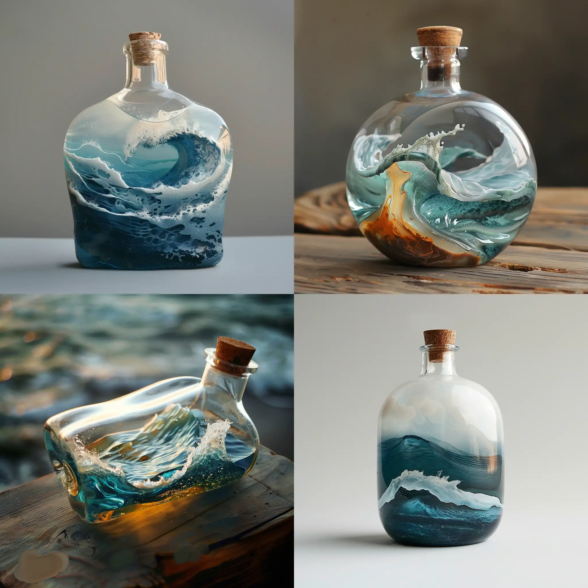 the ocean in a bottle --ar 16:8 --c 100 
