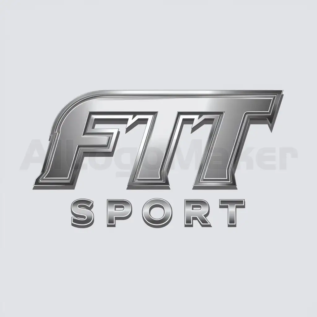 LOGO-Design-For-FTT-Sport-Silver-Metallic-Letters-Emblem-on-Clear-Background