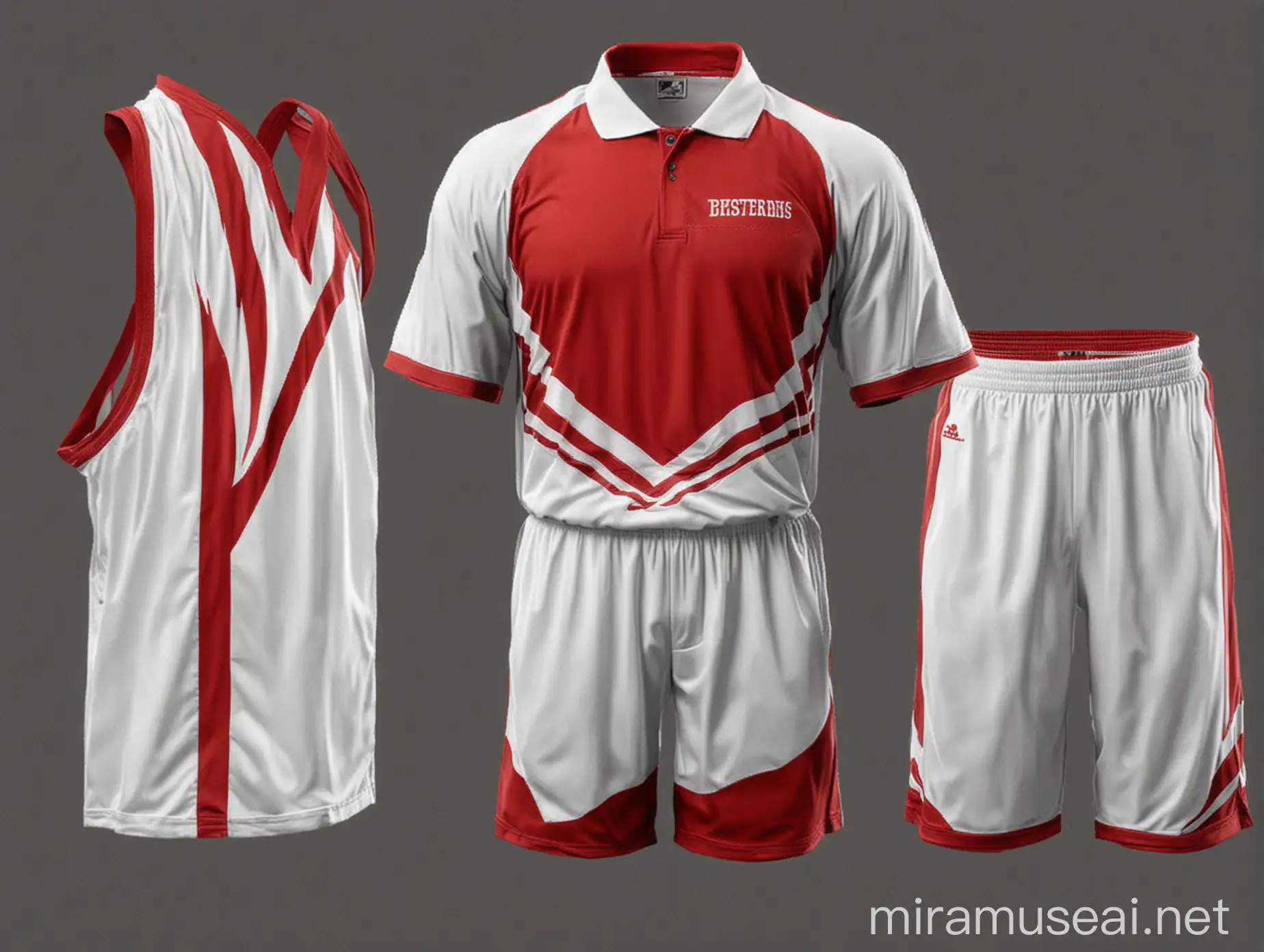 basketball coach uniform with red and white colors