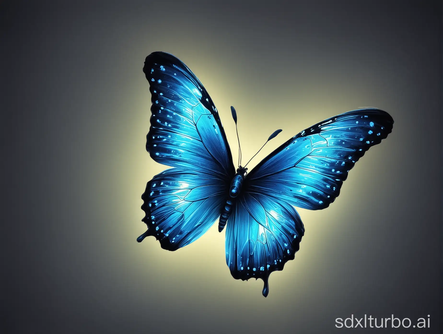 generate a  blue colour neon butterfly
flying
