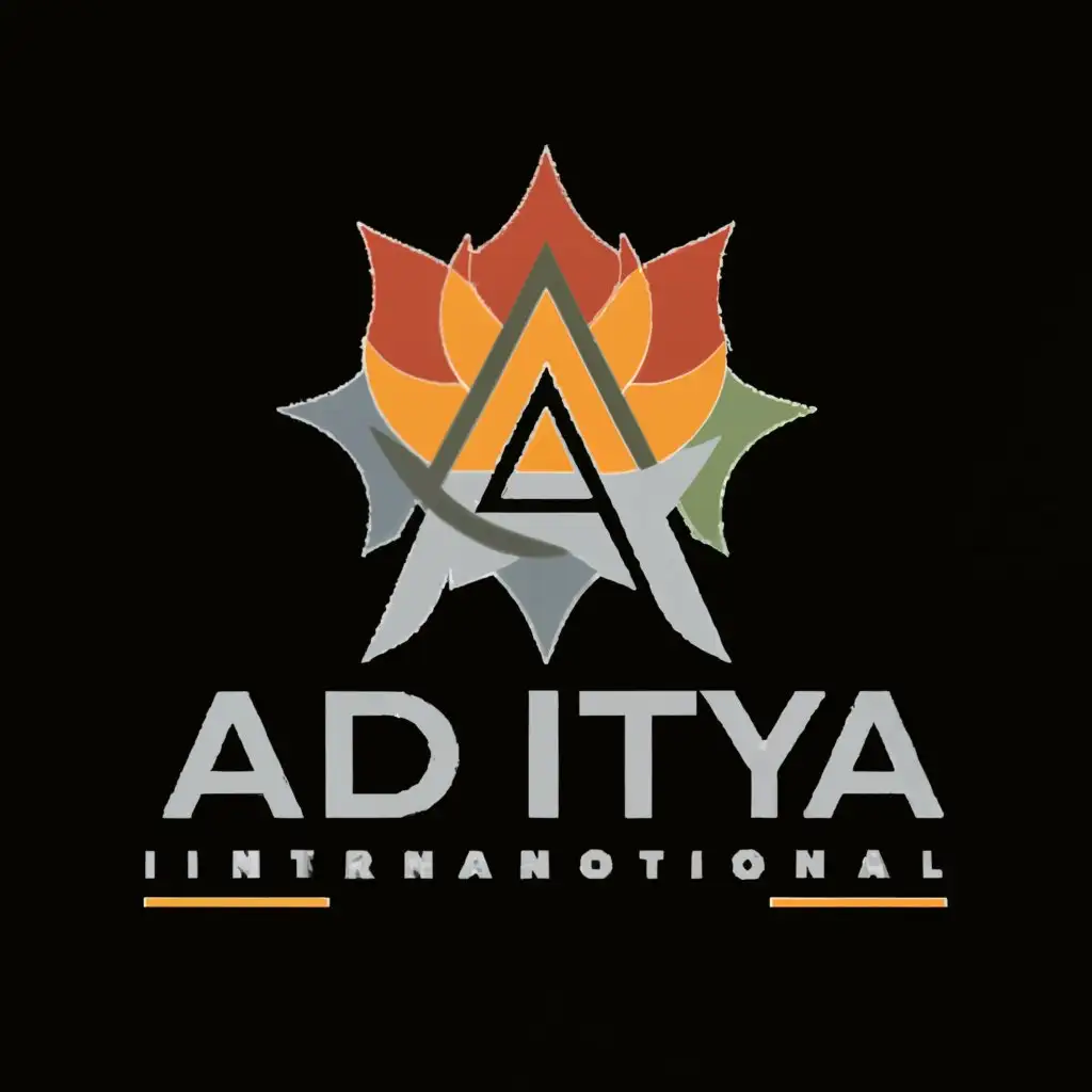 a logo design,with the text "A", main symbol:V ADITYA international,Moderate,clear background