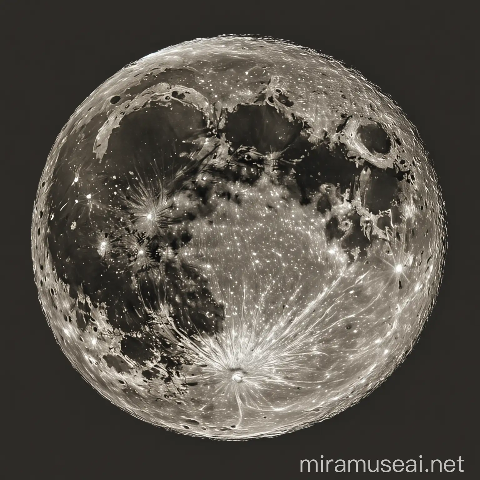 Moon with Engraving Artwork Celestial Sphere with Intricate Lunar Patterns
