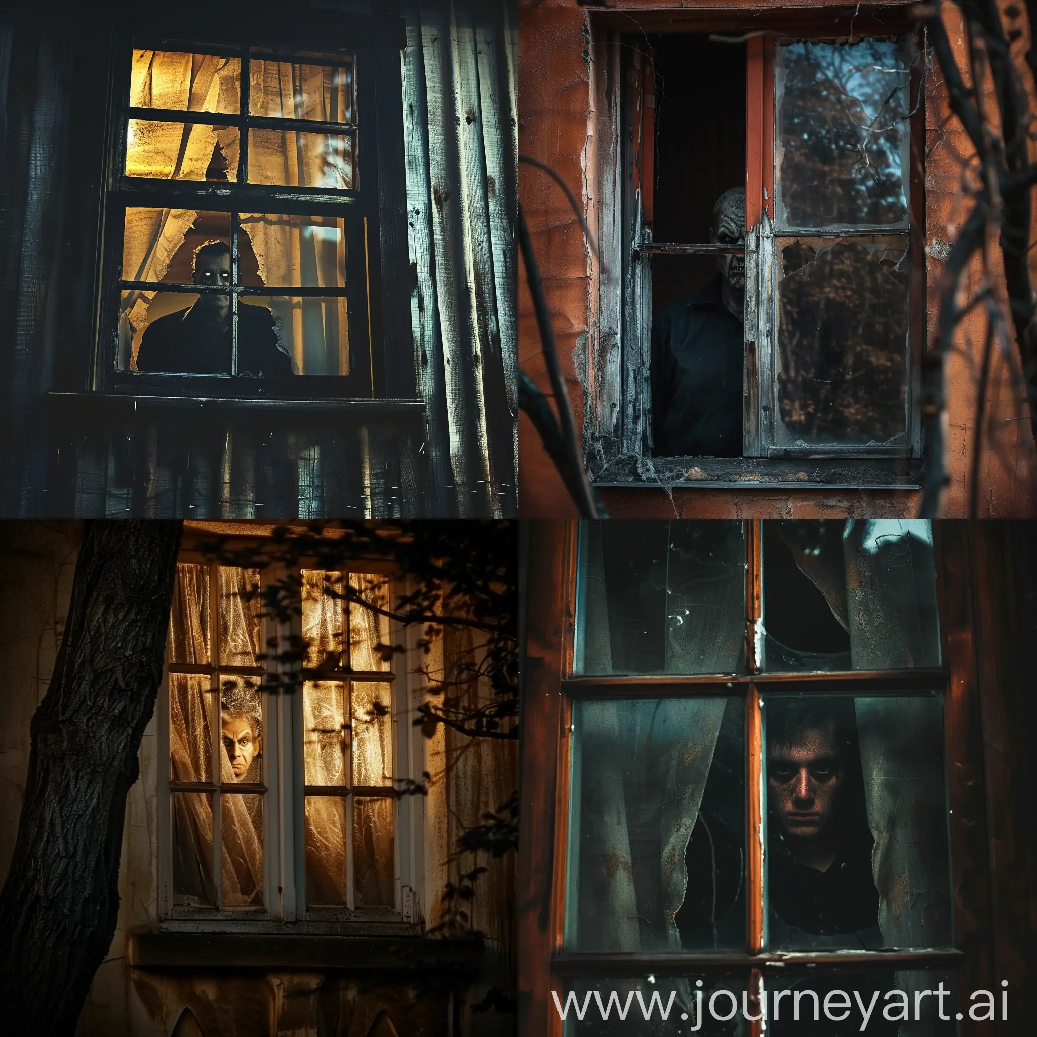 Eerie-Scene-Mysterious-Figure-in-Window-at-Dusk