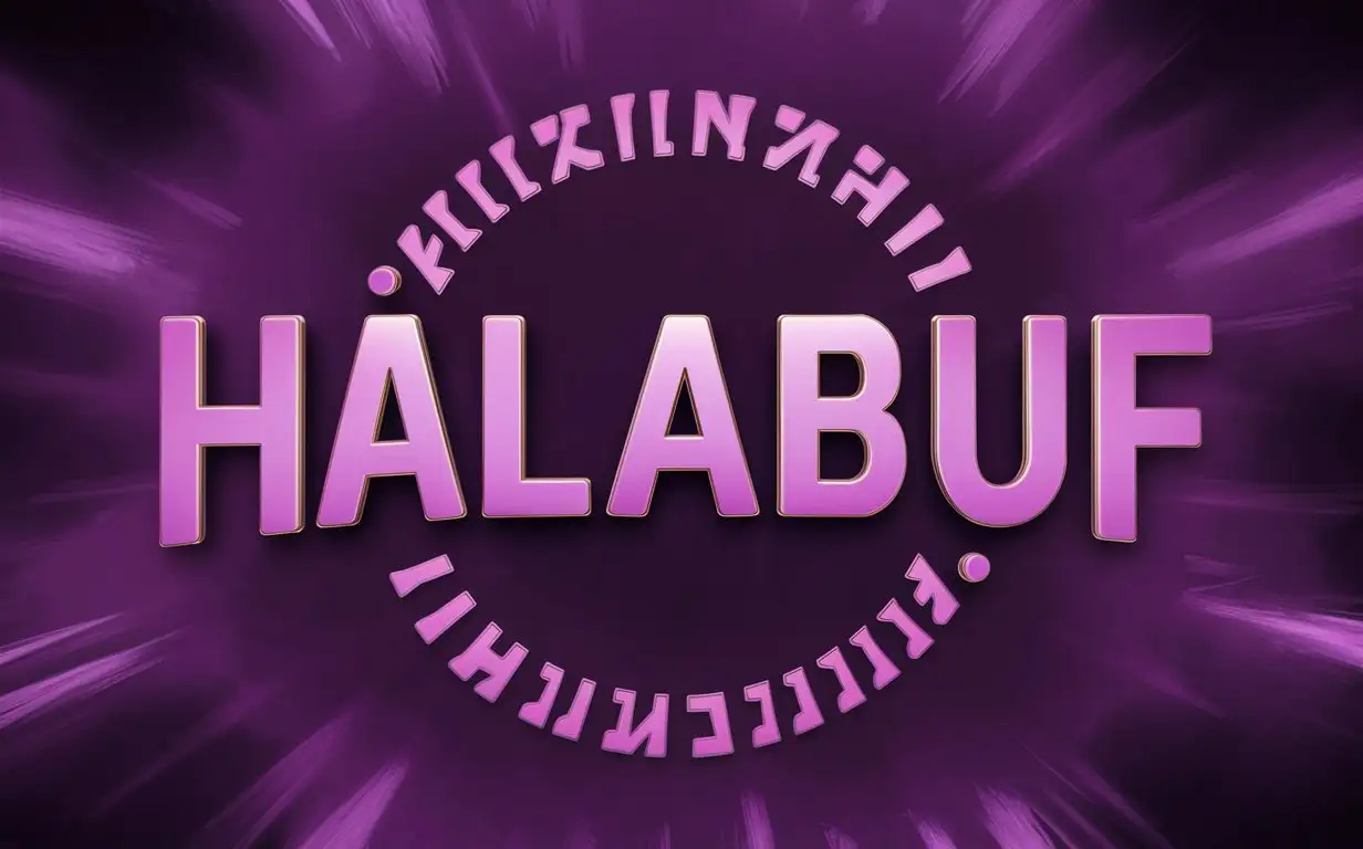 надпись HALABUF фон фиолетовый круг за кругом надпись по середине гругов, игровая тематика взрослая 