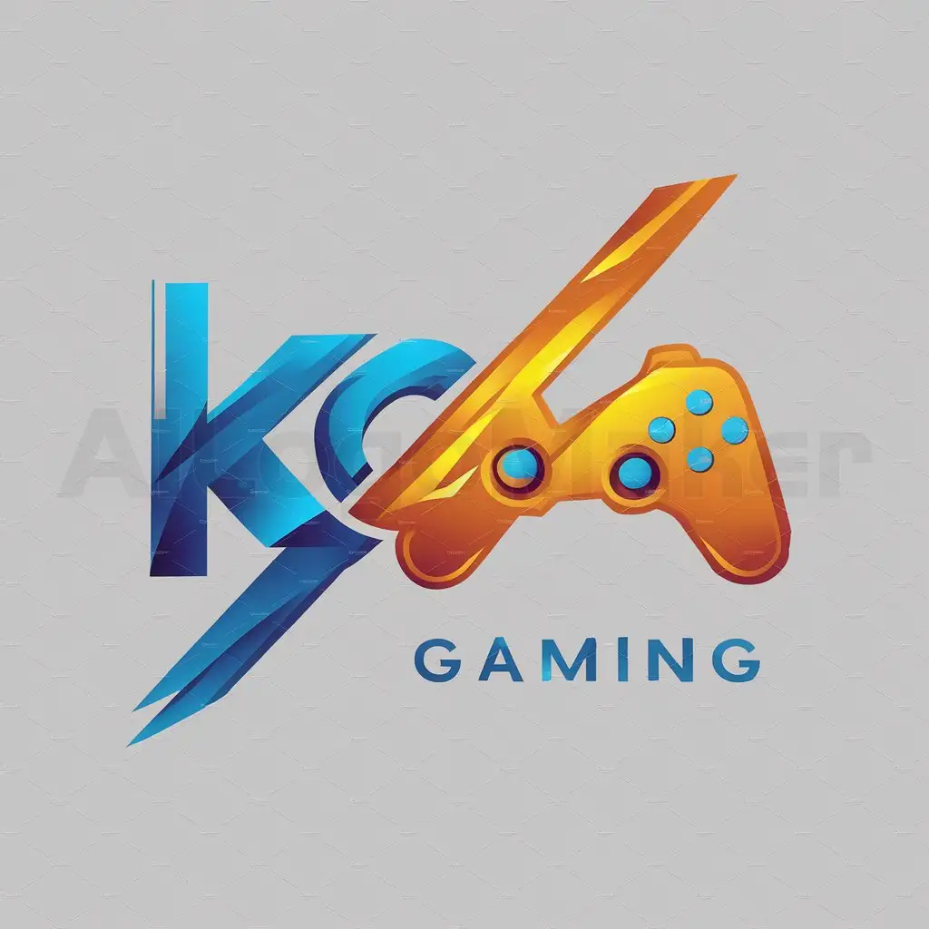 a logo design,with the text "KOR GAMING  ", main symbol:Naturally! Here is a description for a new logo for 'KOR Gaming', which contains Helloblue and Orange: 

The logo for 'KOR Gaming' presents an exciting color combination of Helloblue and Orange, creating a fresh and lively atmosphere. The lettering 'KOR' is designed in a modern, angular style and is intersected by a dynamic color gradient that transitions from Helloblue to Orange. This gradient gives the logo a sense of movement and underscores the dynamism of the gaming theme.

The central symbol of the logo is a stylized gaming controller, depicted in vibrant Orange. The buttons of the controller are held in striking Helloblue and add a touch of gaming aesthetics to the logo. The controller is slightly tilted and radiates playful energy, appealing to the target audience.

The colors Helloblue and Orange complement each other perfectly and give the logo an inviting and energetic appearance. This design aims to be clear and recognizable on both large screens and as a small symbol, maximizing impact.,complex,clear background