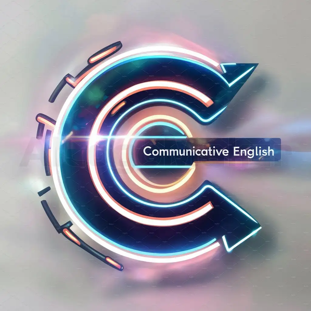 Logo-Design-for-Communicative-English-Realistic-Neon-CE-with-Subtle-Text