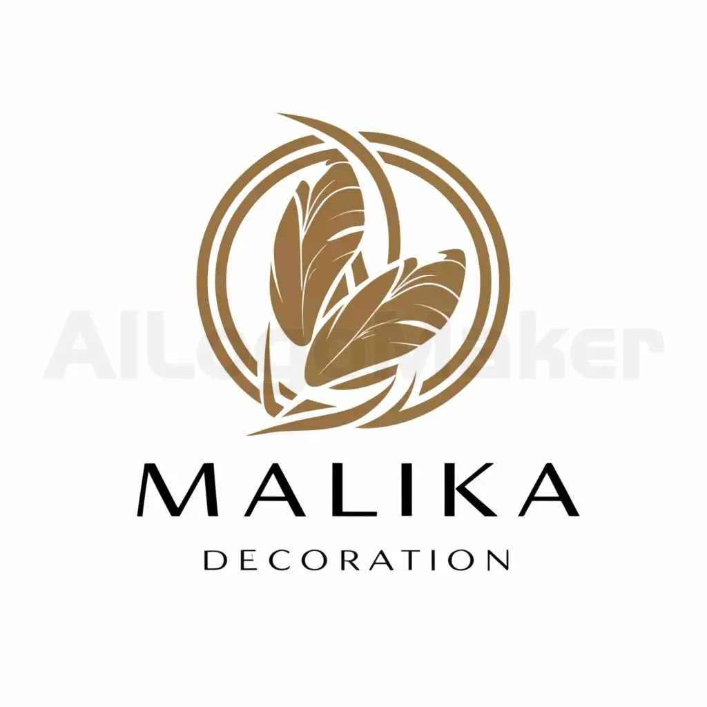 a logo design,with the text "Malika Decoration", main symbol:two rings, and feather,Moderate,be used in Events industry,clear background