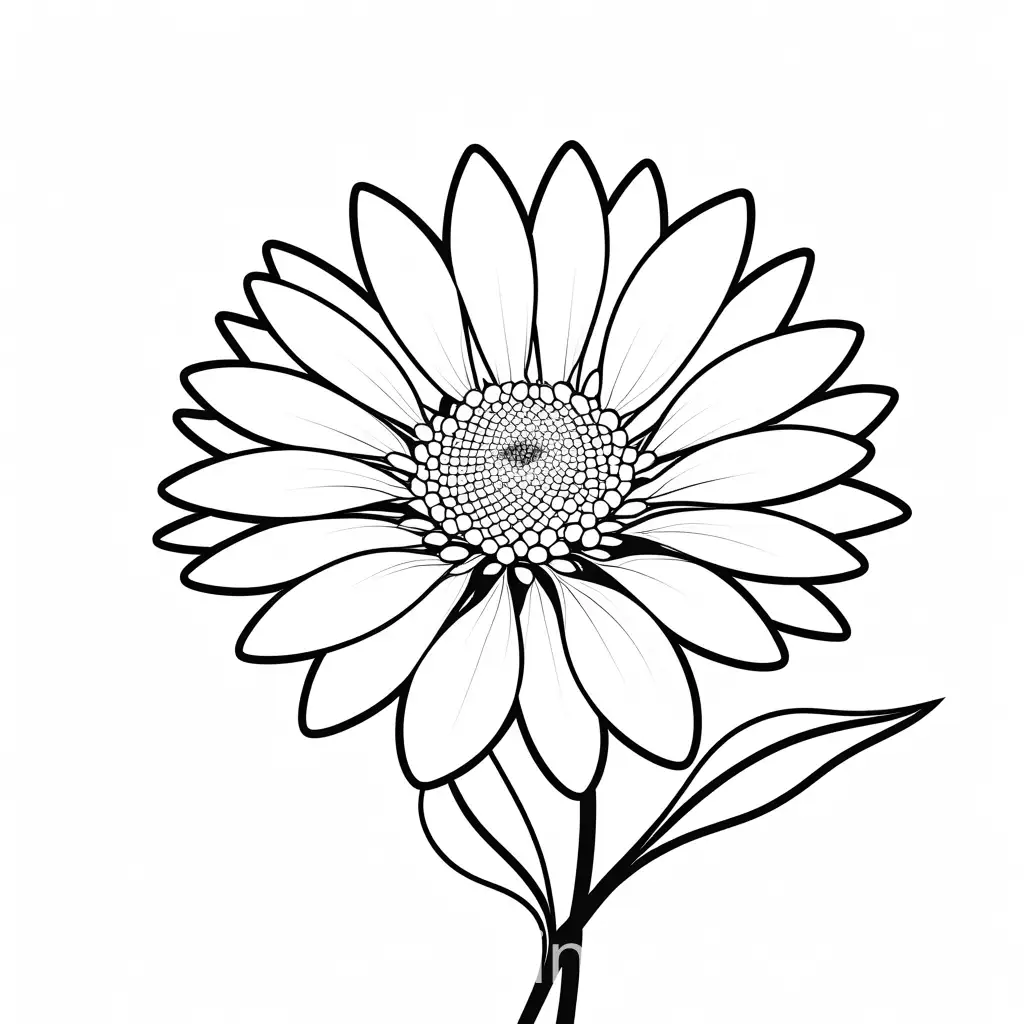 Childrens-Coloring-Page-of-a-Simple-Cartoon-Flower-on-White-Background