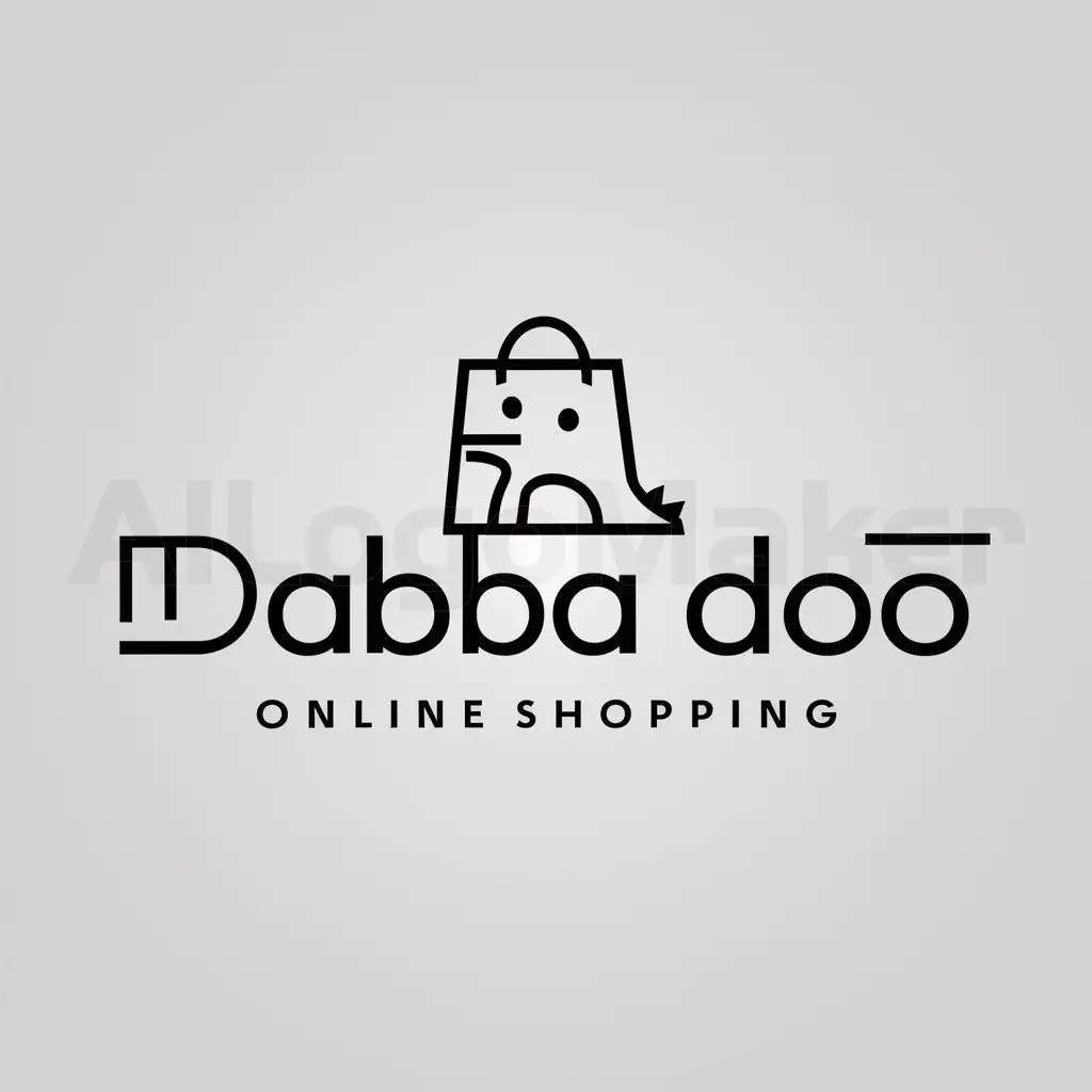 a logo design,with the text "Dabba Doo", main symbol:un híbrido between una bolsa de compra and un dinosaurio amigable,Minimalistic,be used in Tienda en linea industry,clear background
