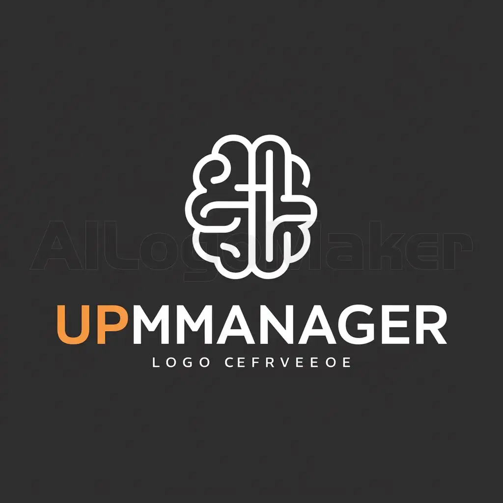 a logo design,with the text "UPManager", main symbol:cerveau,complex,clear background