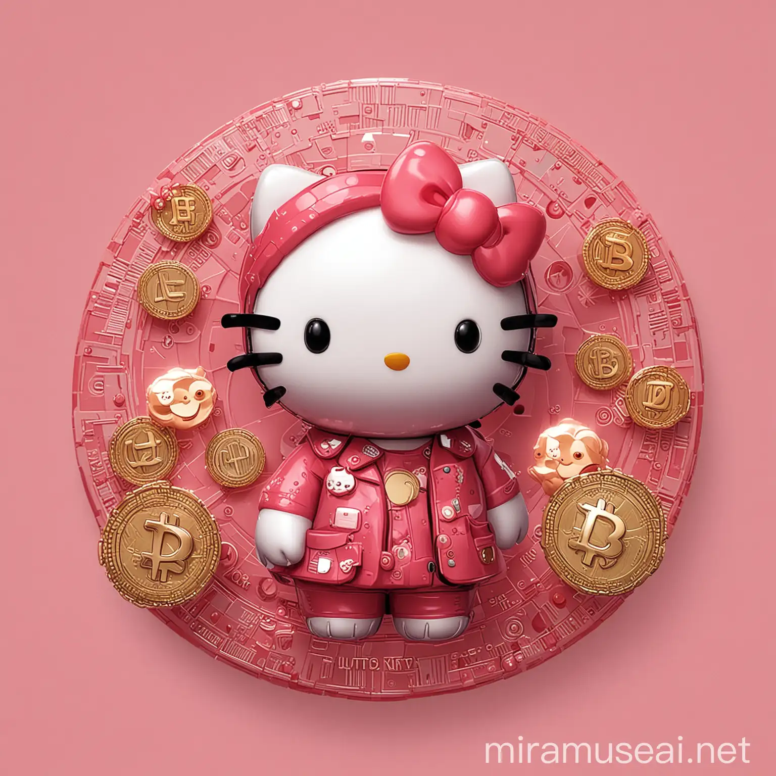 Hello Kitty Cryptocurrency Profile Picture Playful Kitty with Digital Currency Elements