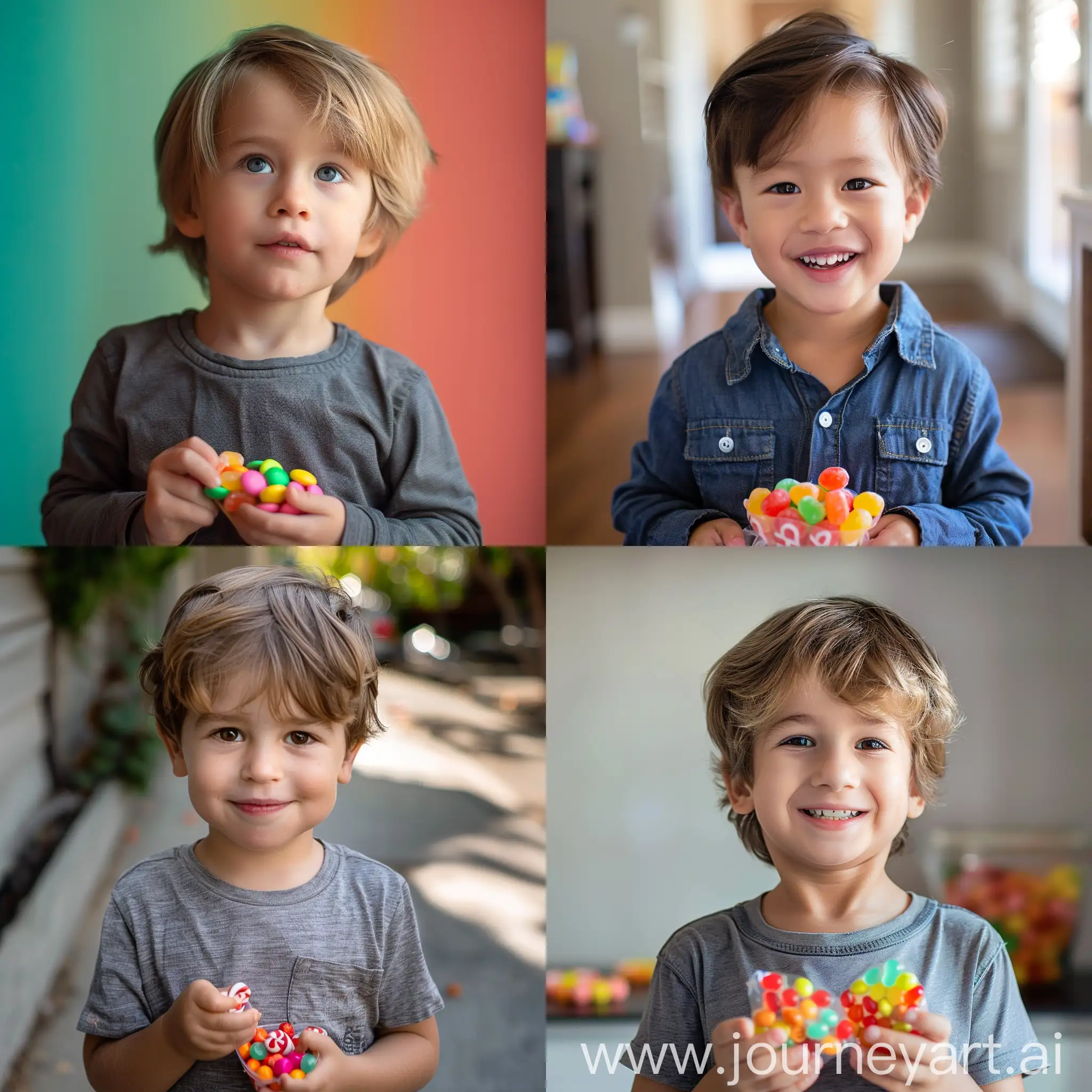 little boy holding candy