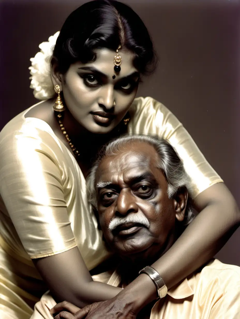 Tamil vintage film actress silk smitha and her 80 year old black husband, sexy pose, vintage pic