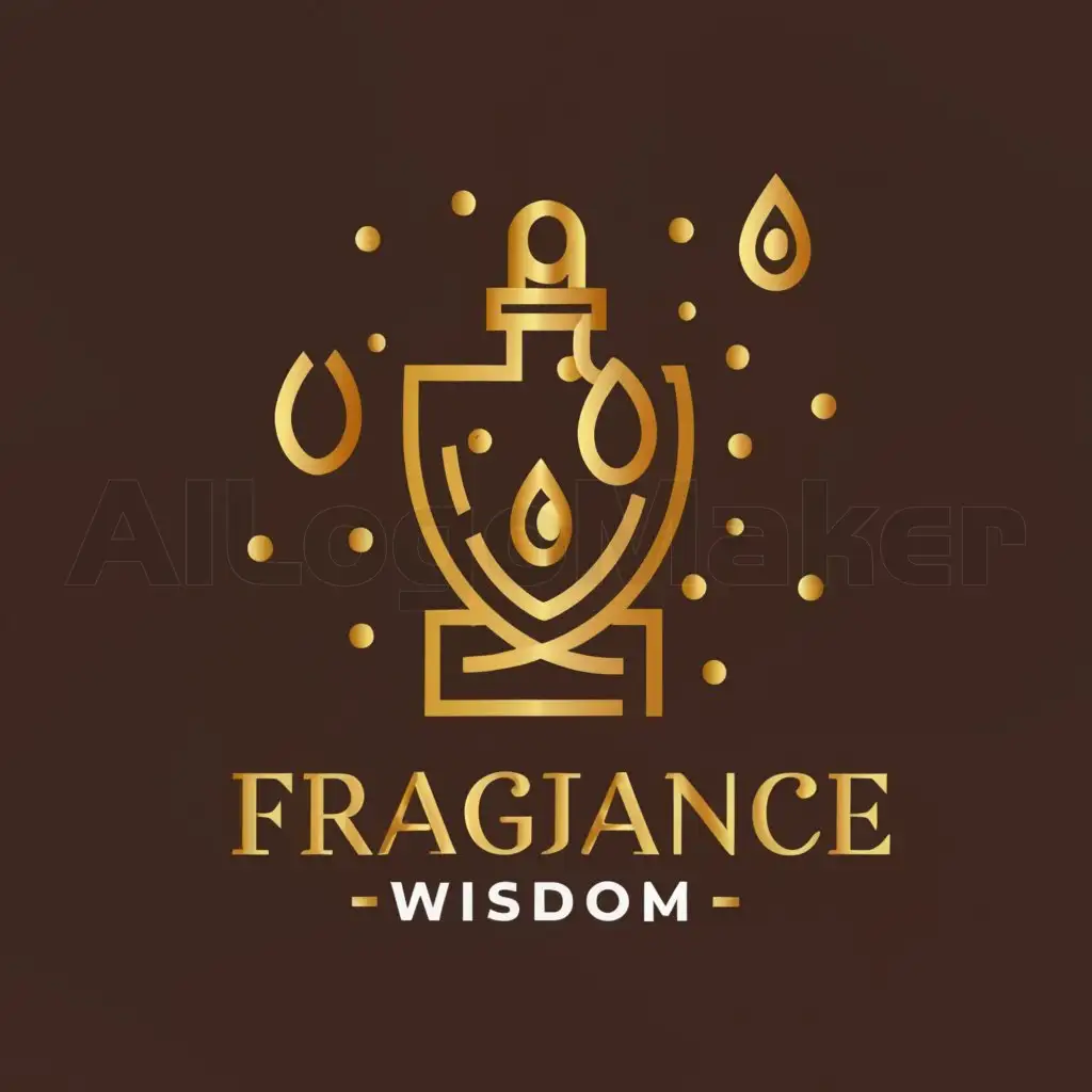 a logo design,with the text "Fragrance Wisdom", main symbol:a bottle of perfume,Moderate,clear background