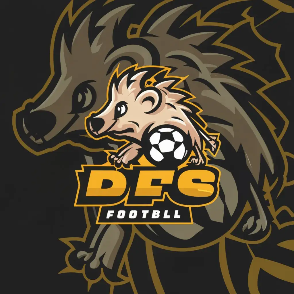 a logo design, with the text 'DFS', main symbol: Hedgehog with soccer ball caption 'Daily Football Stats', Moderate, to be used in Sports Fitness industry, clear background