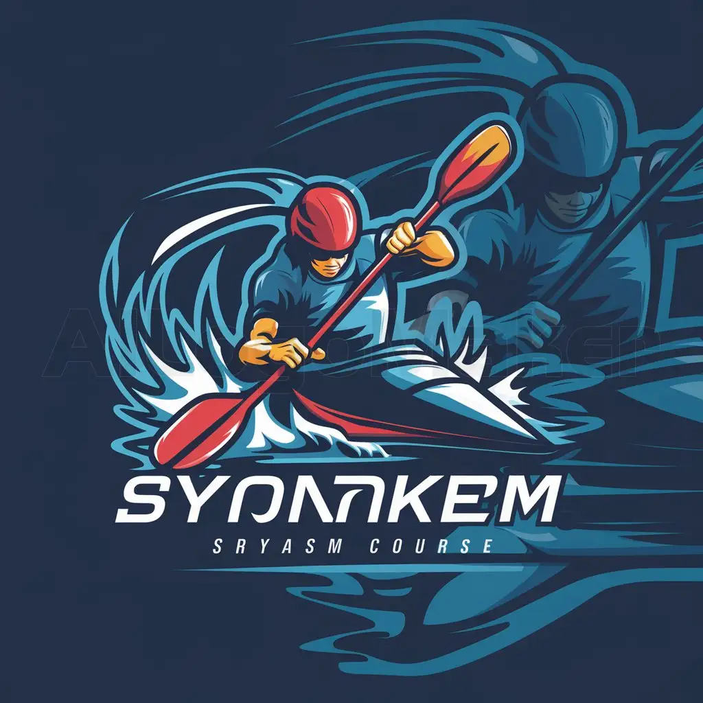 LOGO-Design-For-Extreme-Watersports-Dynamic-Kayaker-in-Action-with-Vibrant-Colors