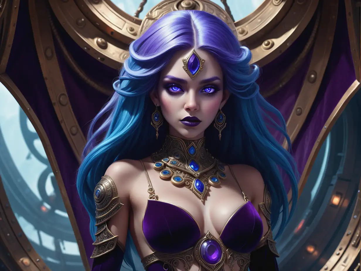 Mystical-Dark-Fantasy-Female-Character-with-Blue-Hair-and-Gemstone-Necklace-Aboard-Velvet-Spaceship