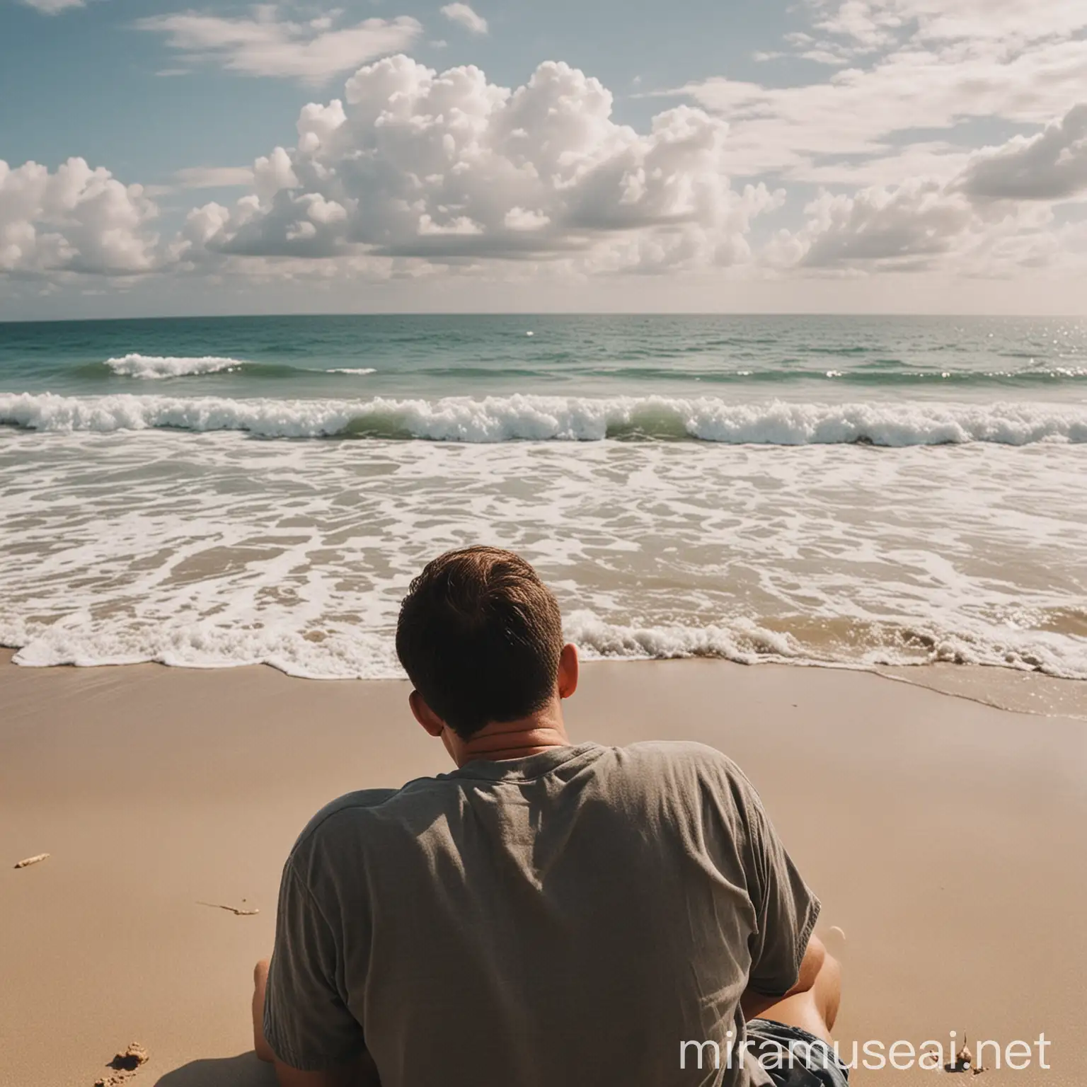 Serene Man Embracing Tranquility at the Seaside