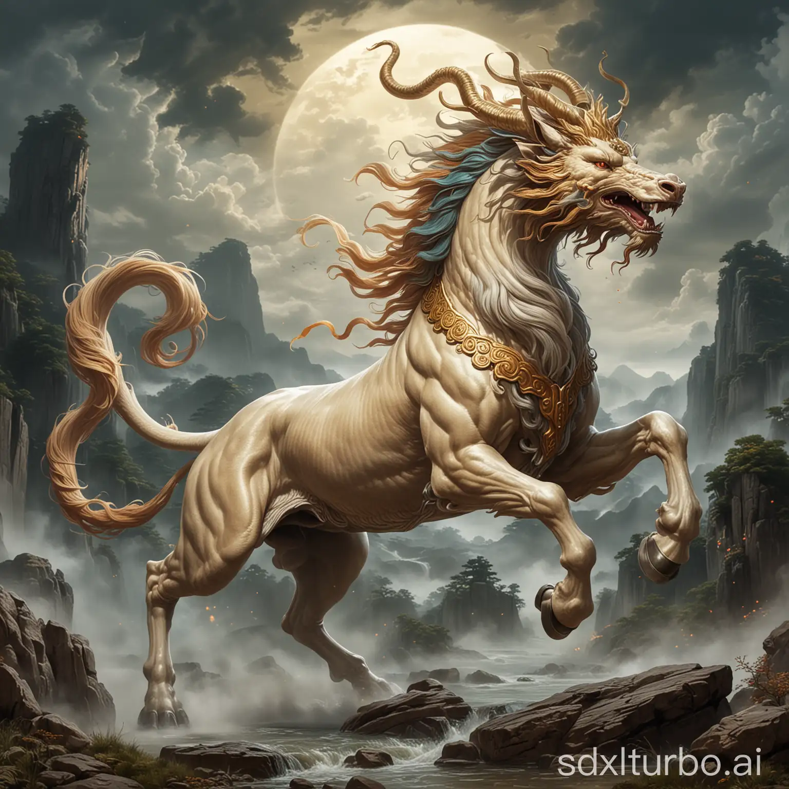 Majestic-Qilin-Creature-Emerging-from-Ethereal-Mist