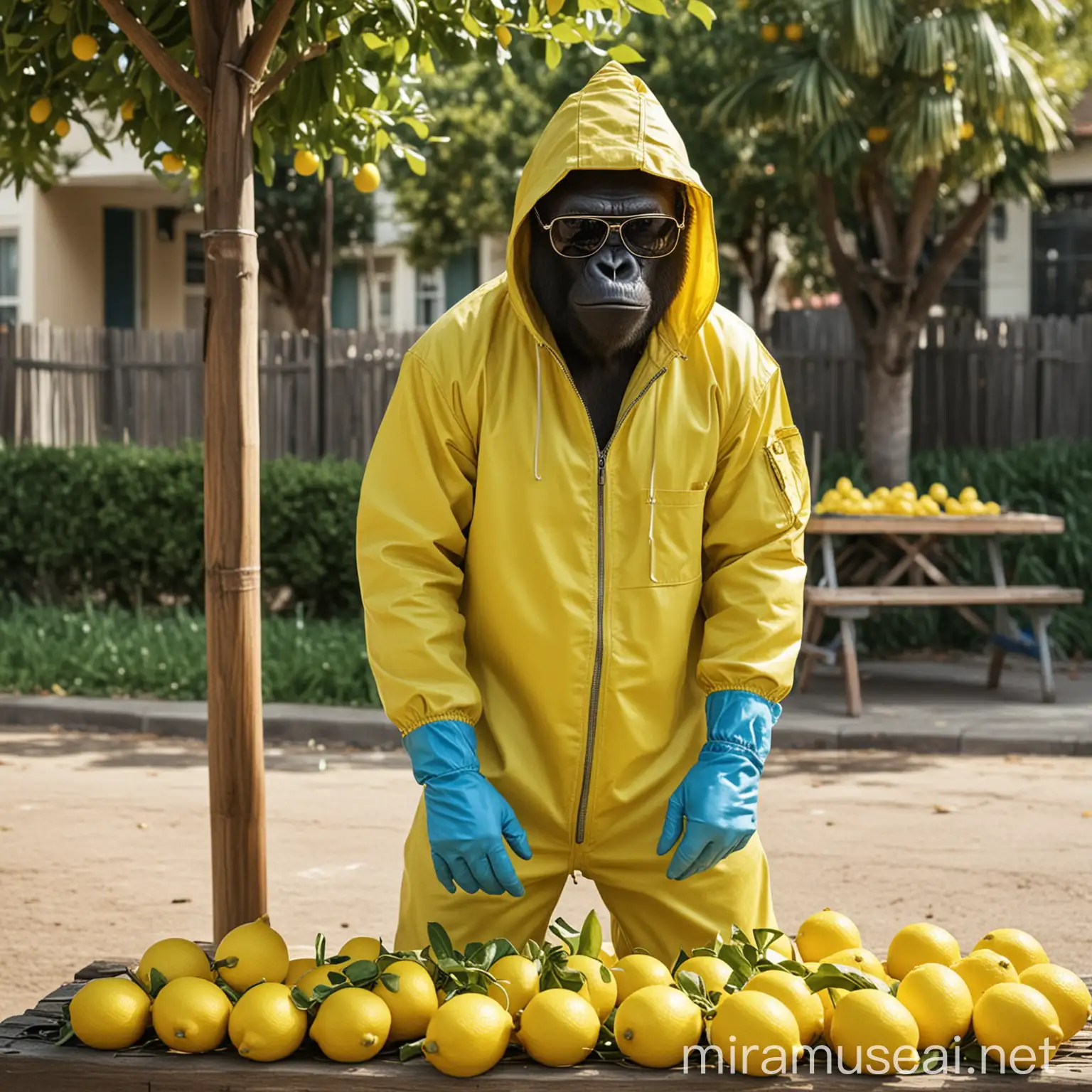 Breaking Bad Gorilla Lemonade Stand Primate in Yellow Jumpsuit and Shades