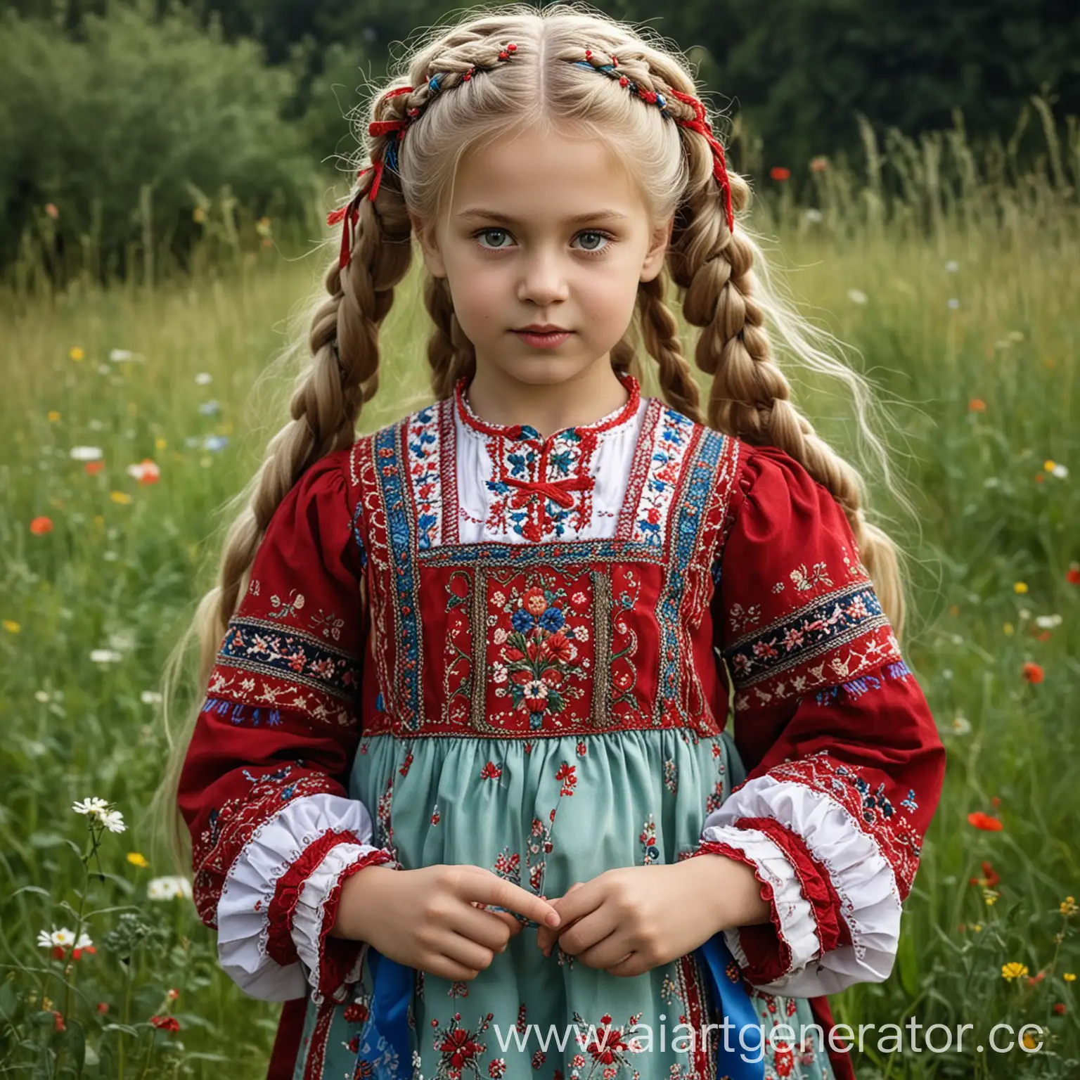 Slavic-Girl-with-Handmade-Doll-on-Meadow