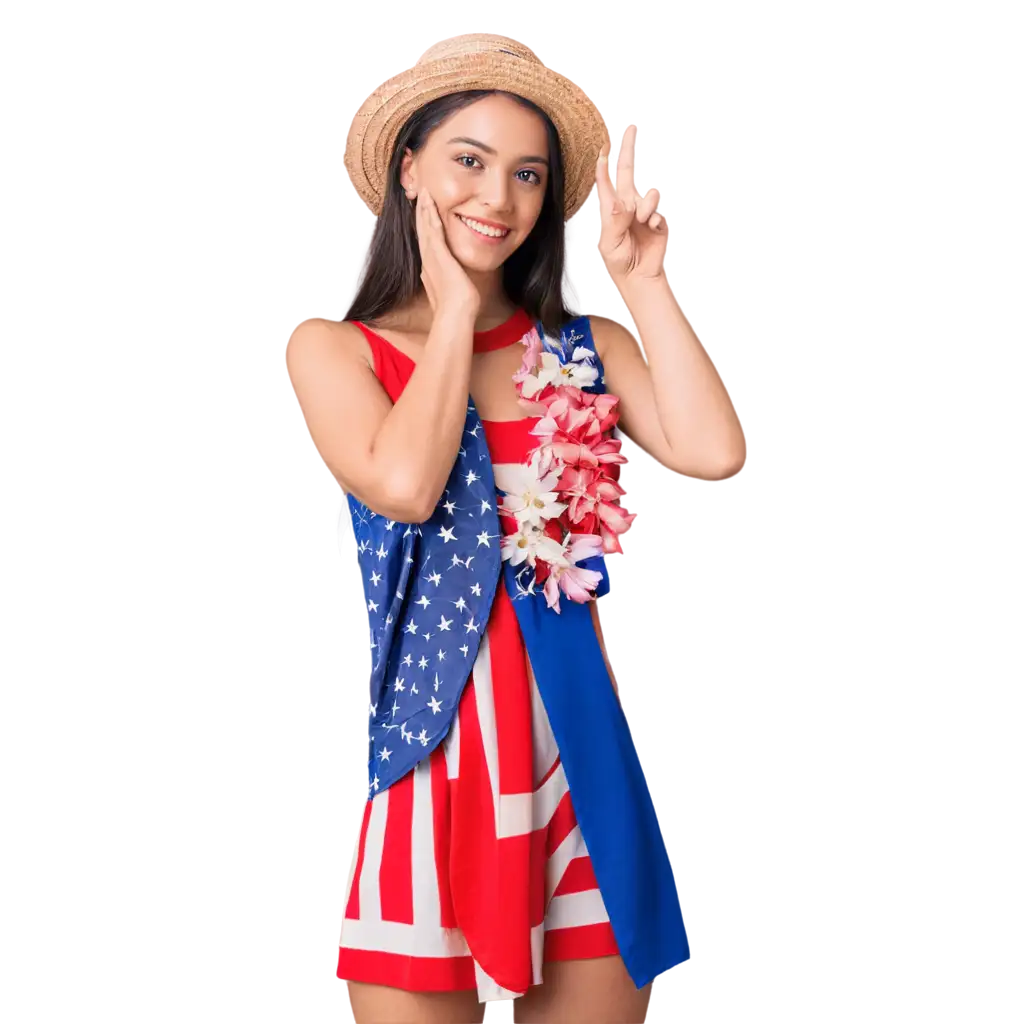 beautiful girl of America with background flower