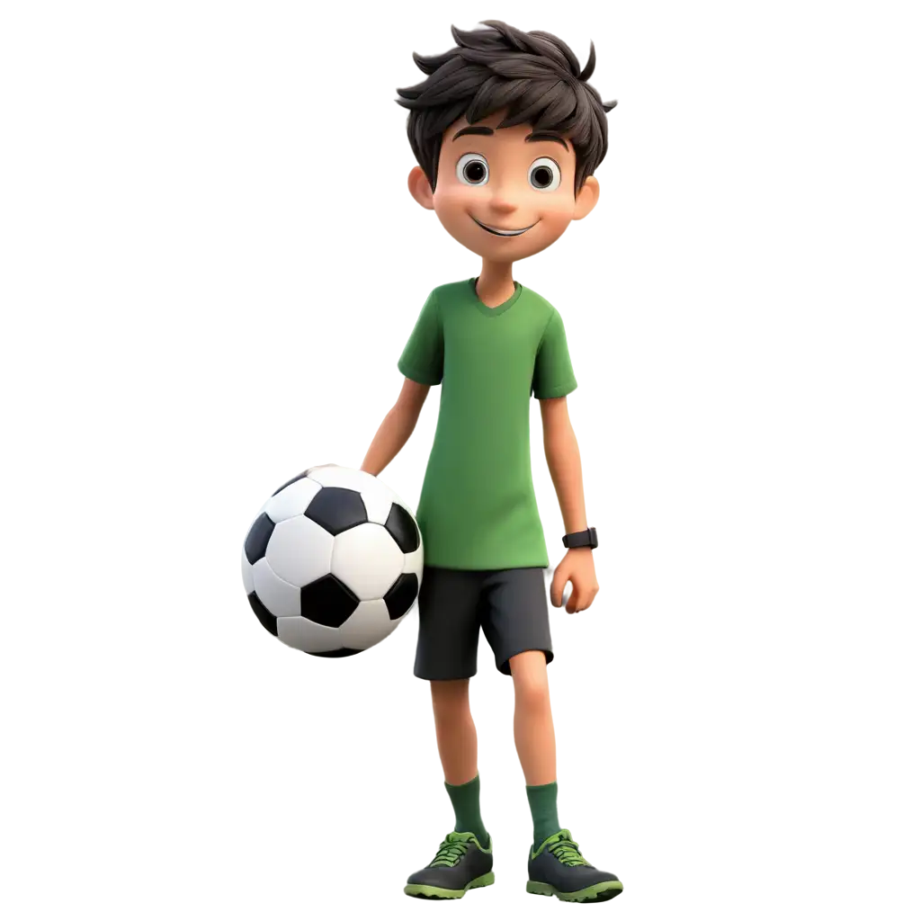 cartoon boy with soccer ball