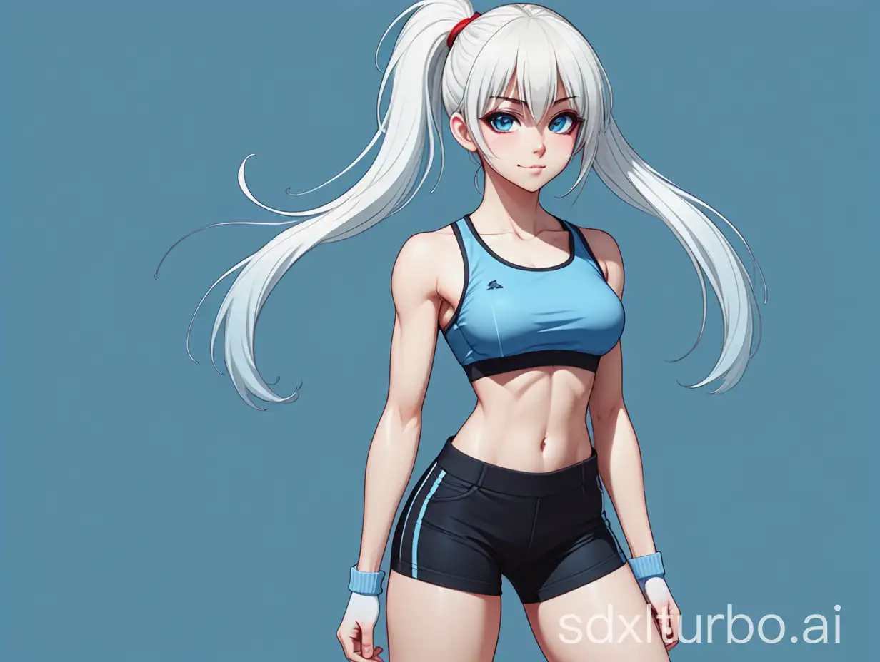 Toned-Anime-Girl-with-White-Hair-in-FormFitting-Blue-and-Black-Sports-Outfit