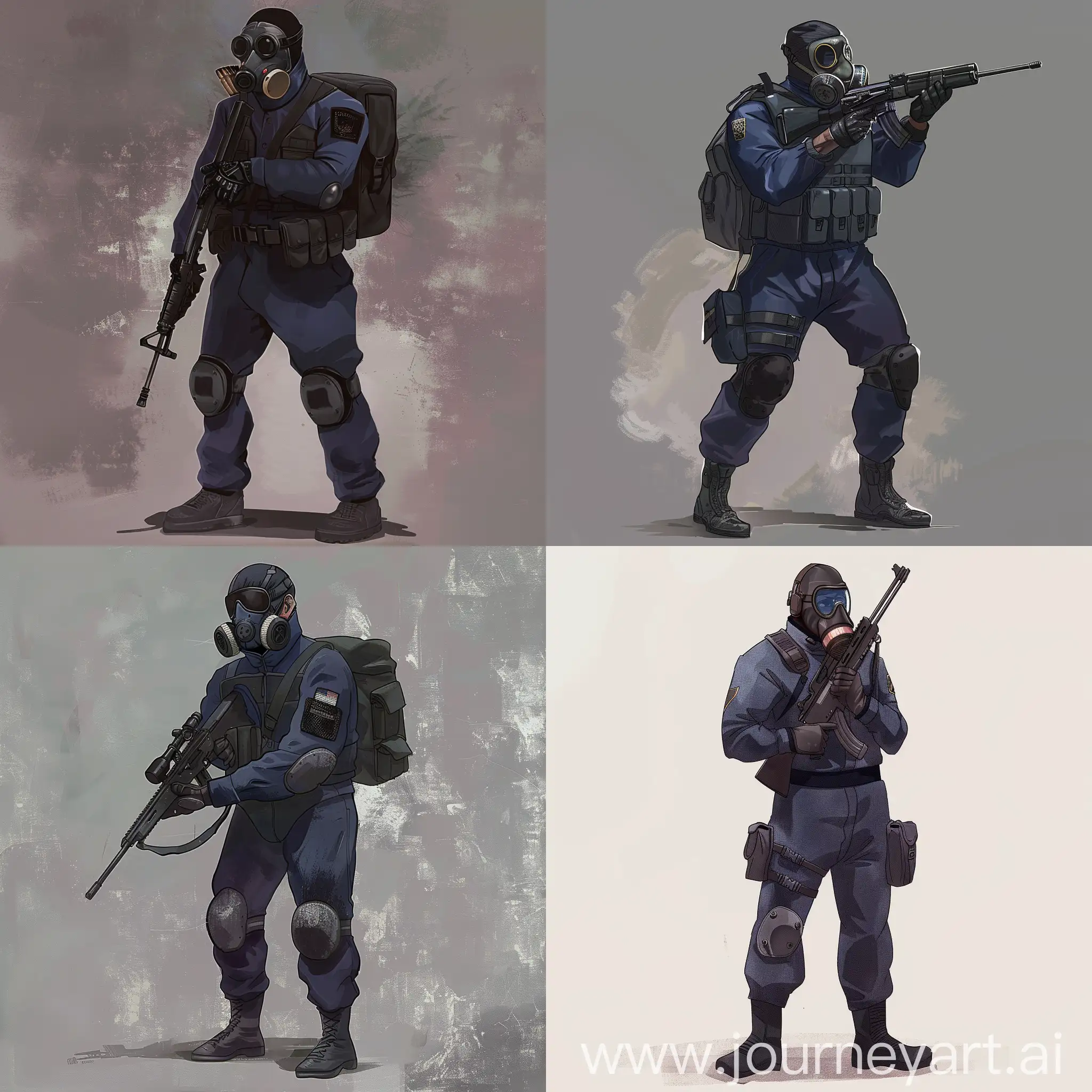 Mercenary-in-Dark-Purple-Military-Jumpsuit-with-Gas-Mask-and-Sniper-Rifle