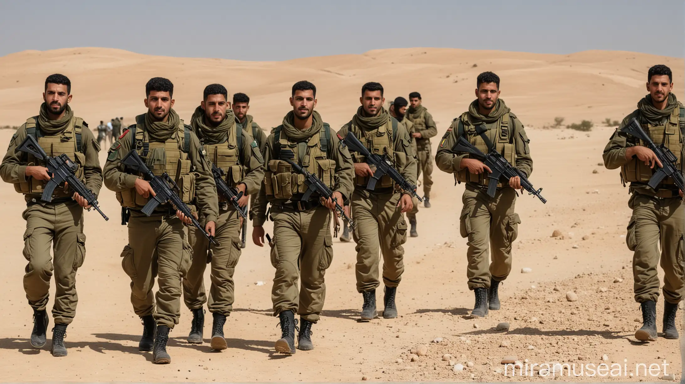 Palestinian Soldiers Training in the Desert